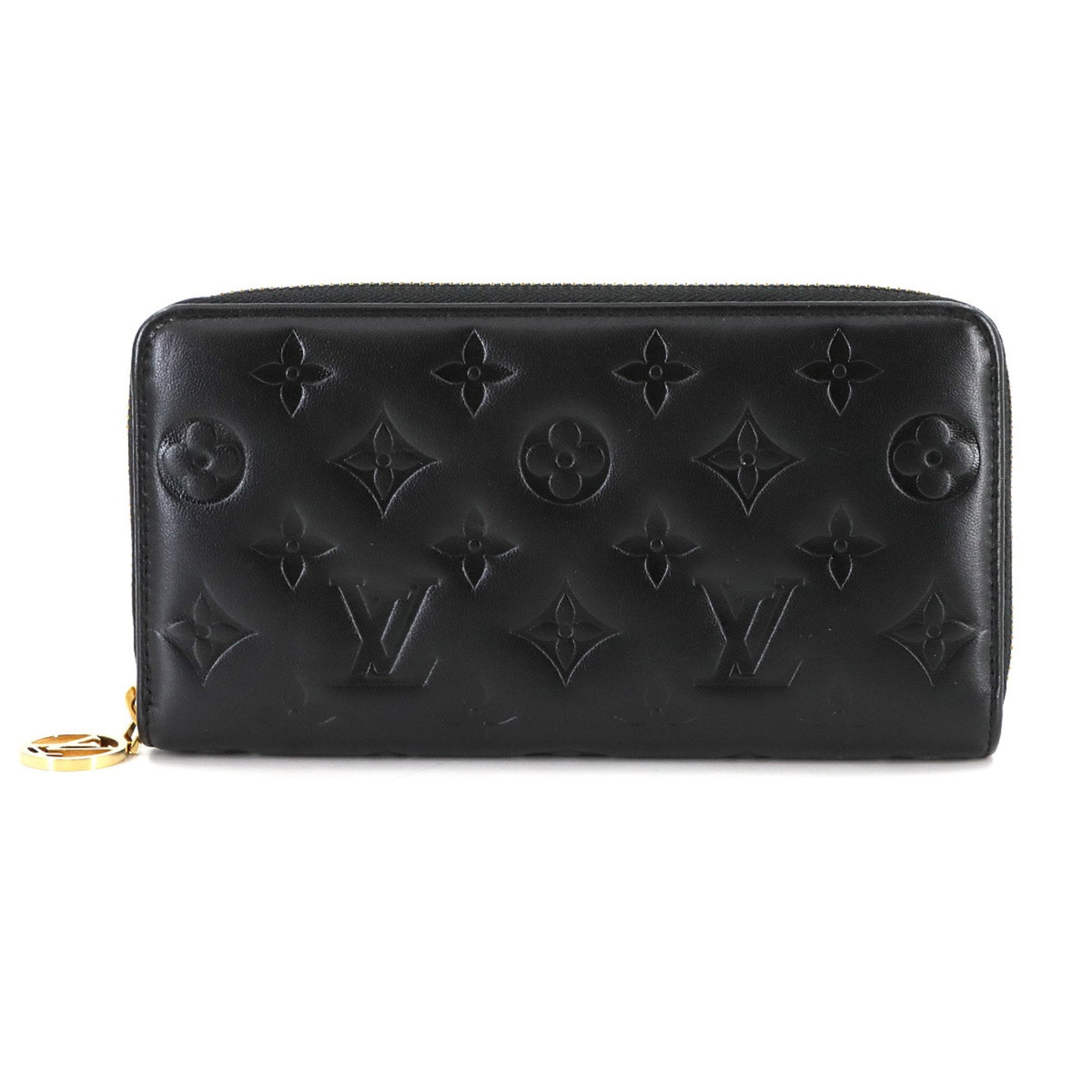 Louis Vuitton Monogram Coussin Zippy Wallet, Round Long Wallet in Lamb Leather, RFID