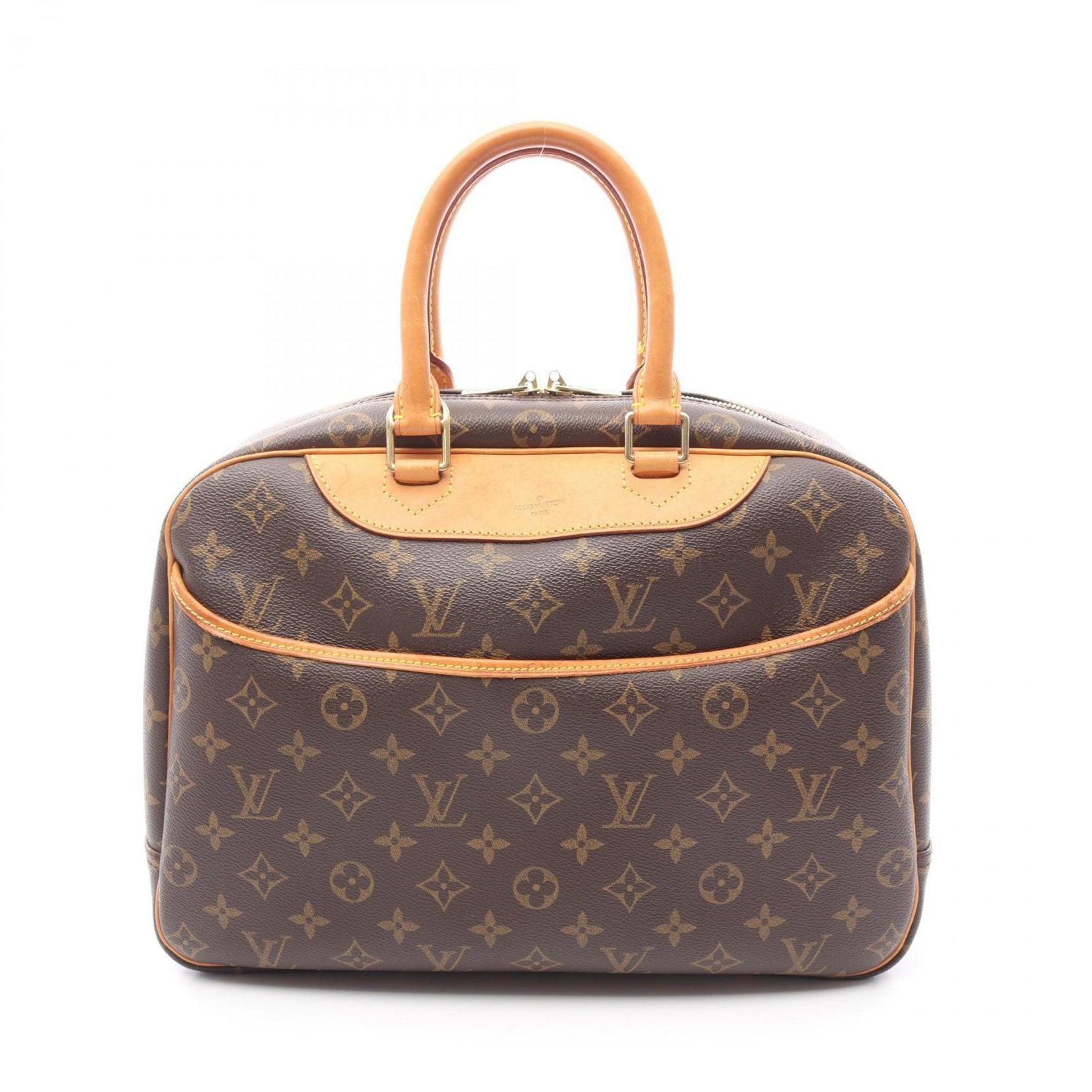 Louis Vuitton Deauville Bowling Vanity Handbag in Coated Canvas and Leather with Monogram Design