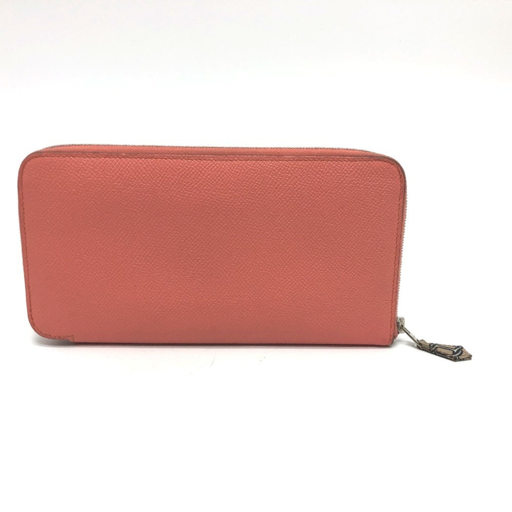 HERMES Azap Silkin Round Zip Long Wallet in Epsom Flamingo