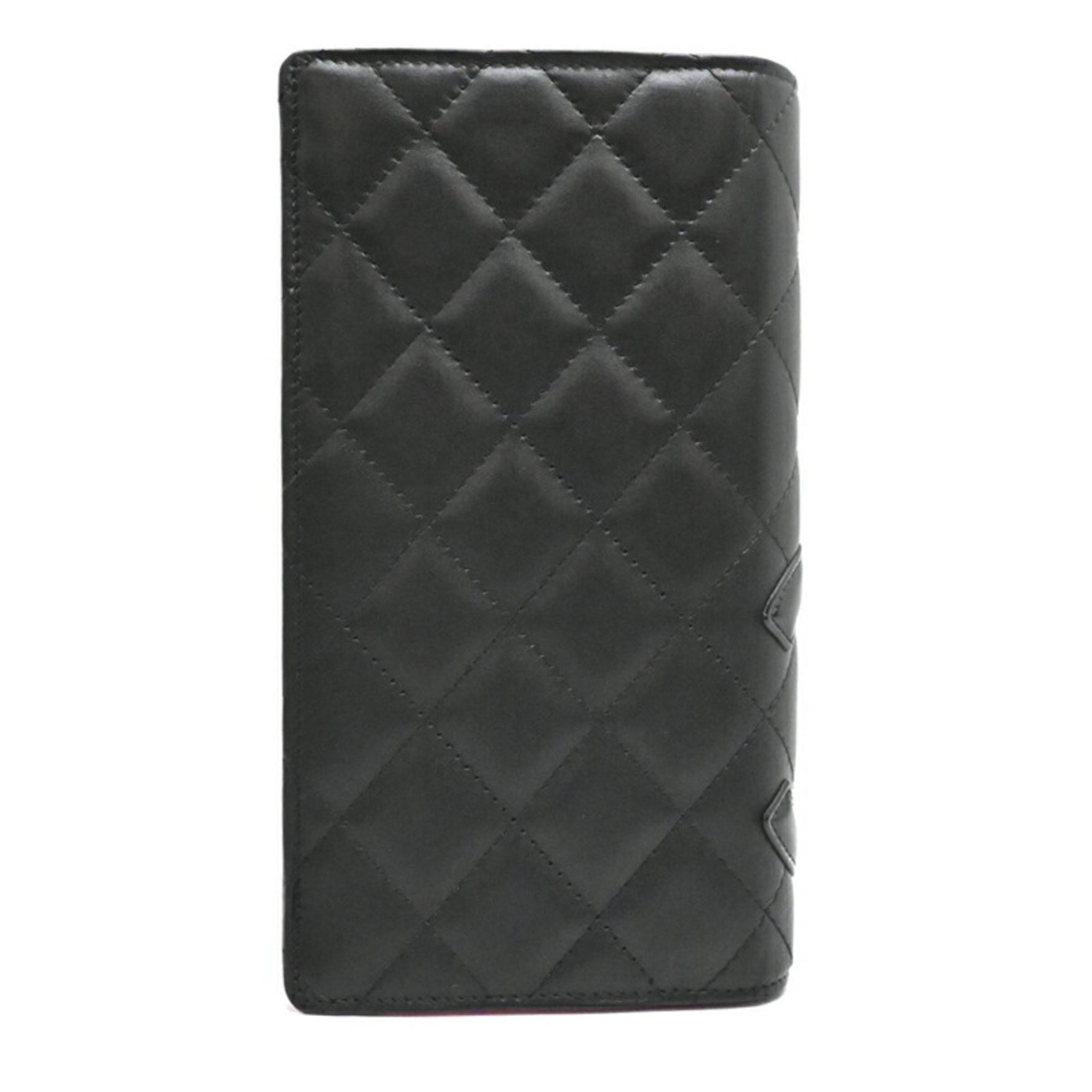 Chanel Cambon Line Coco Mark Long Wallet Bi-fold Calfskin Black/Pink