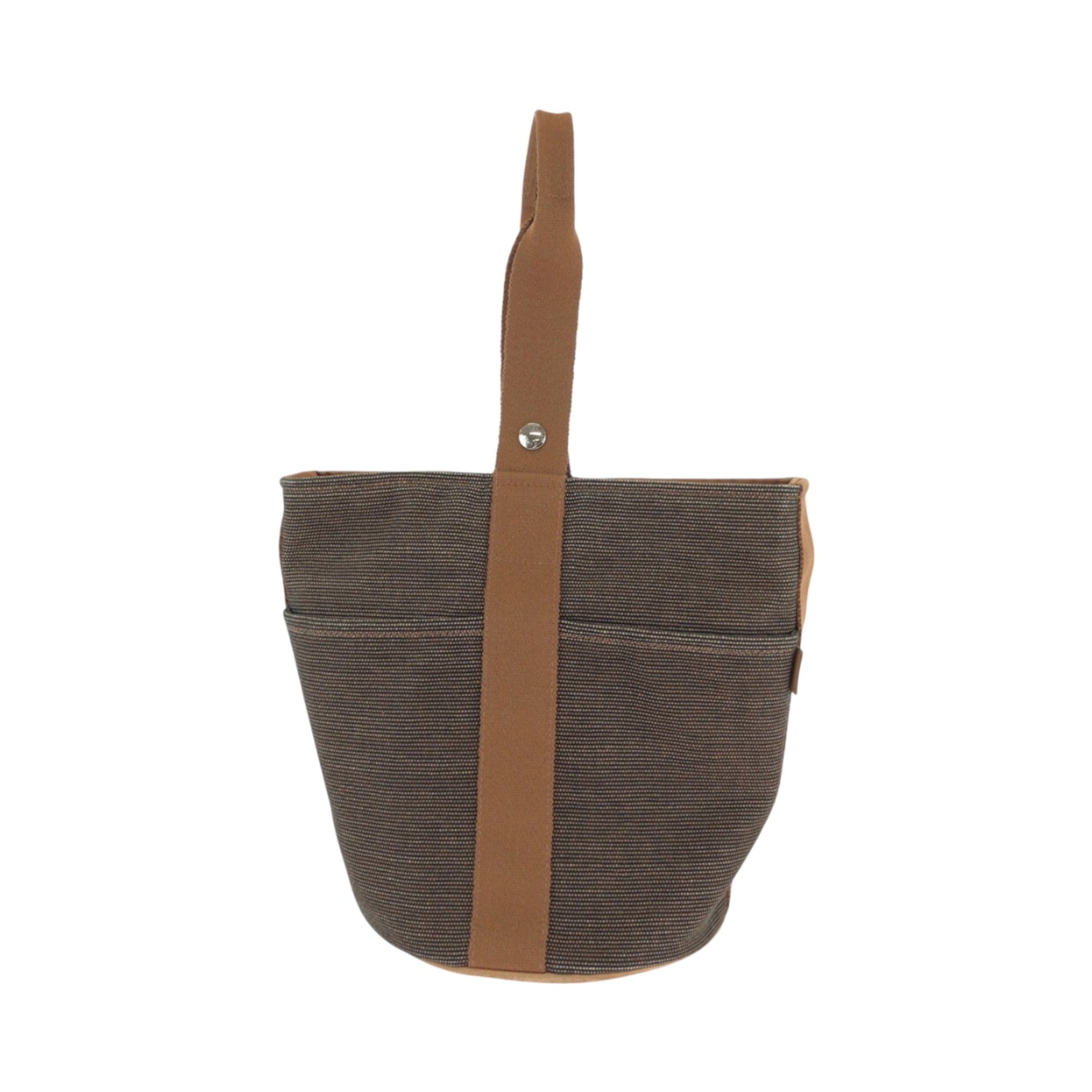 HERMES Saxo MM Silver Hardware Canvas Handbag