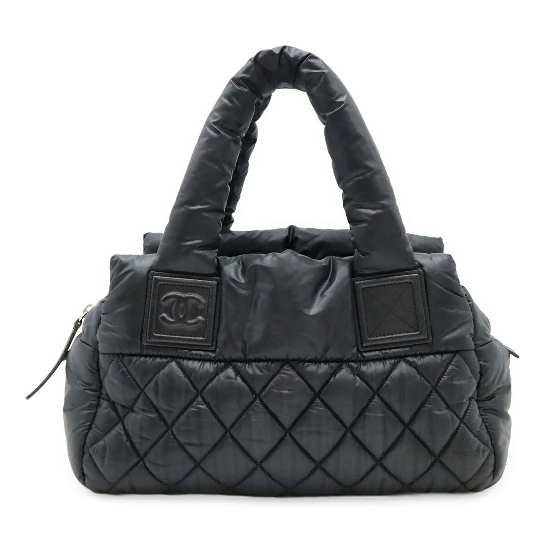 CHANEL Coco Cocoon Quilted Tote Bag, Handbag, Mini Boston Nylon and Leather, Black Bordeaux, 8619