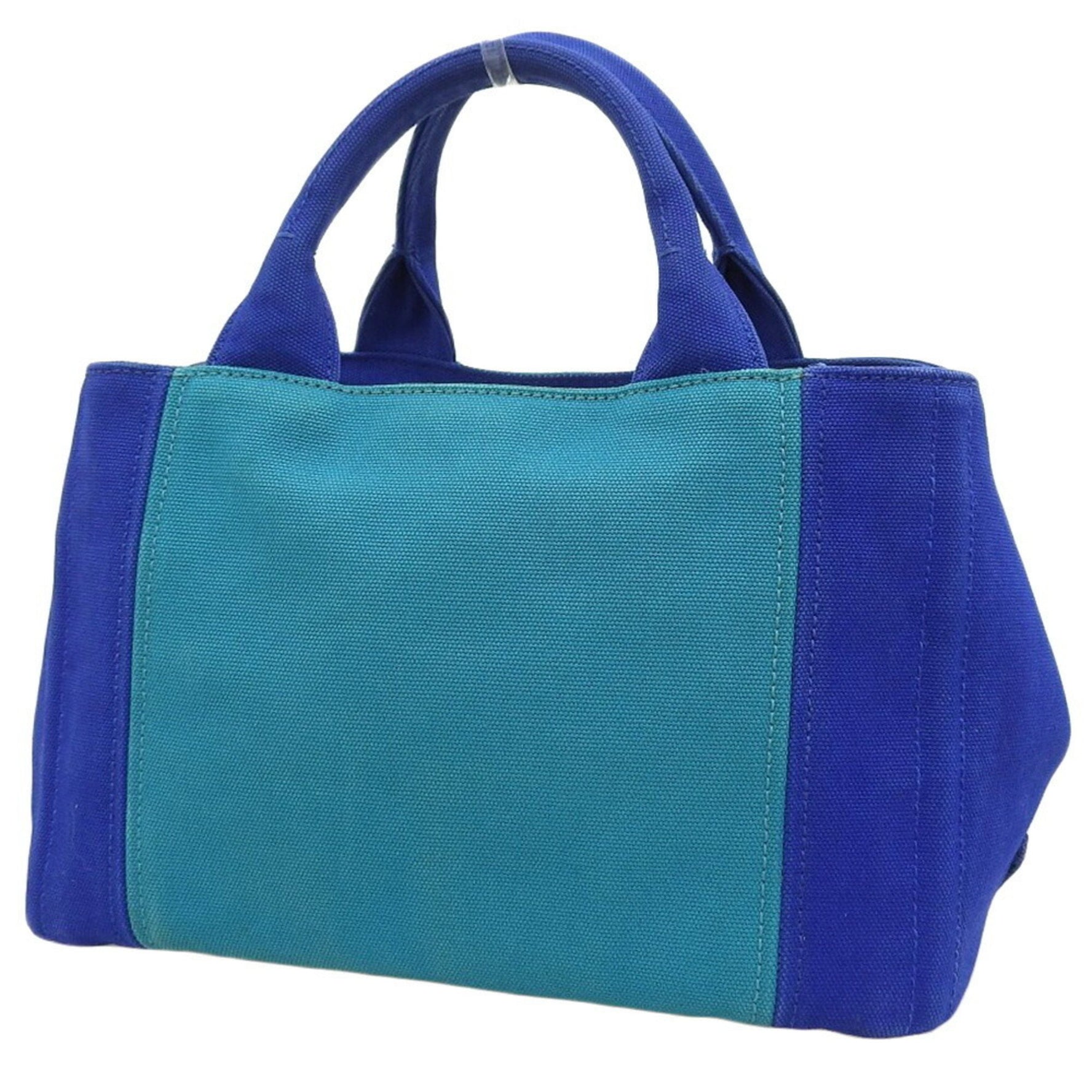 PRADA Canapa Tote bag Handbag Bag Canvas Blue x Green Bicolor