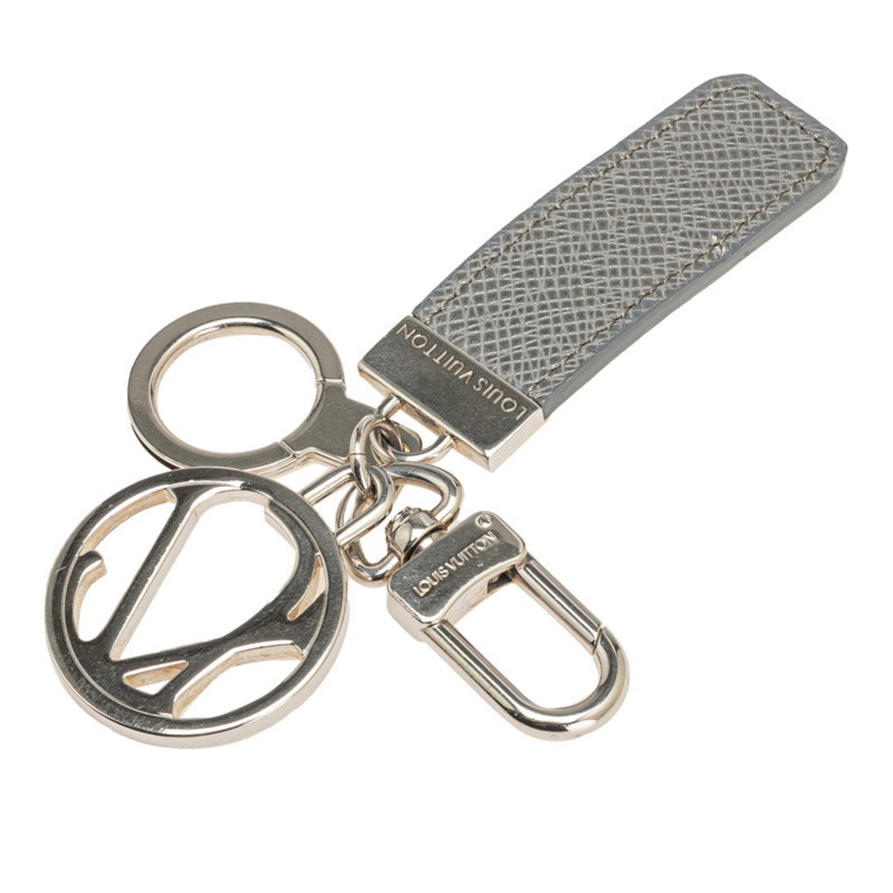 Louis Vuitton Taiga Porte-Clés LV Club Keychain Glacier Gray Metal Leather LOUIS VUITTON