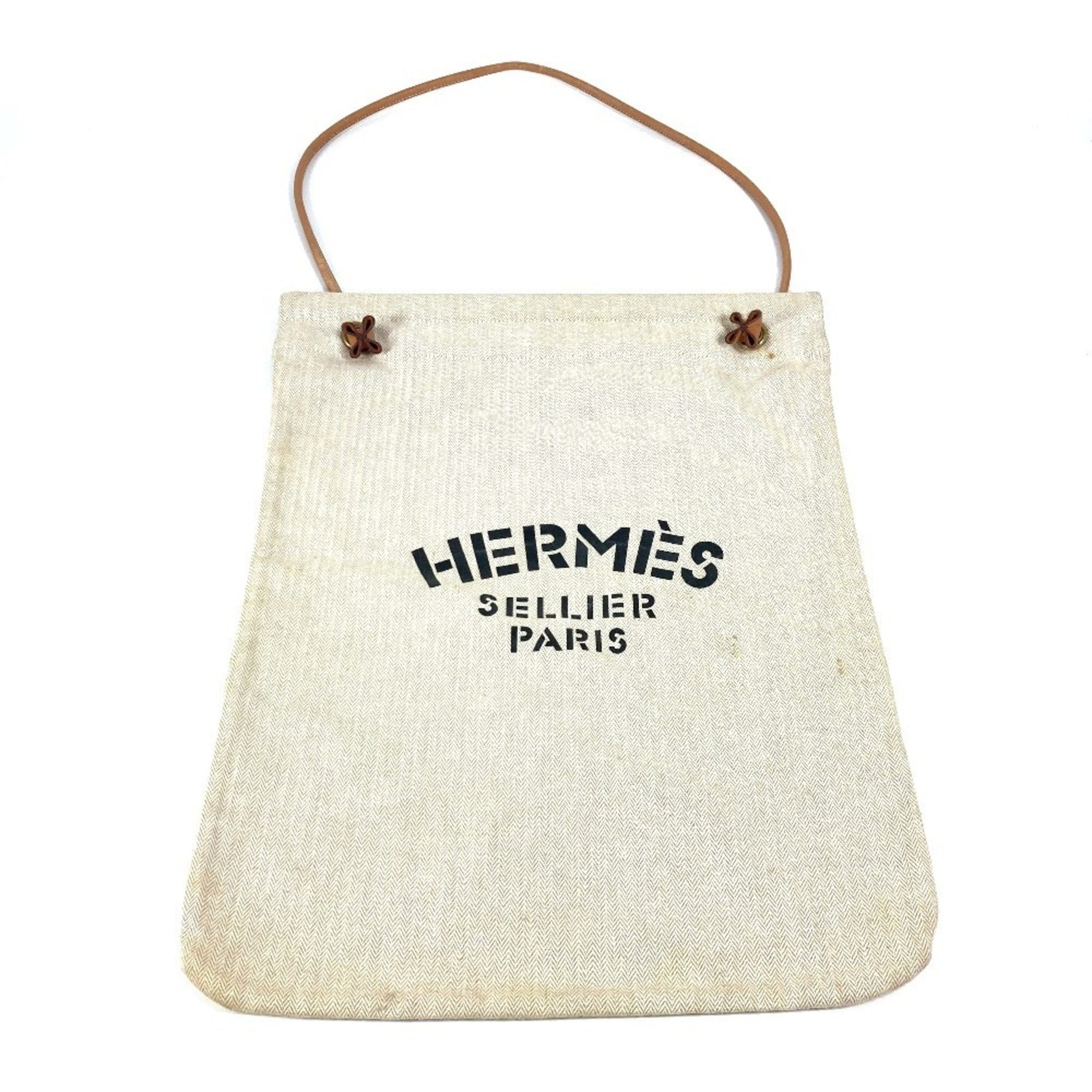 HERMES Sac Aline GM Shoulder Bag Cotton Men's White