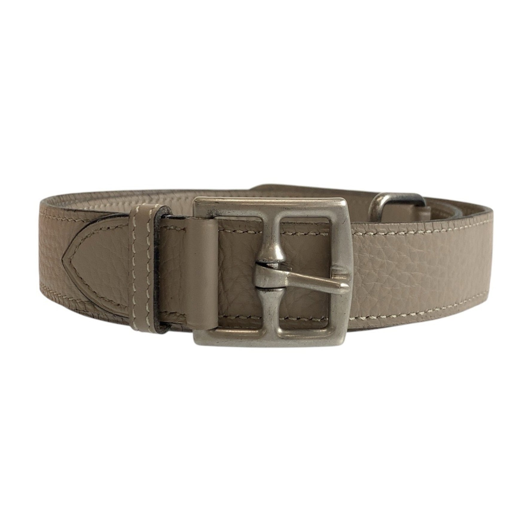 HERMES Etrivière Togo Leather Belt with Silver Hardware and D Stamp