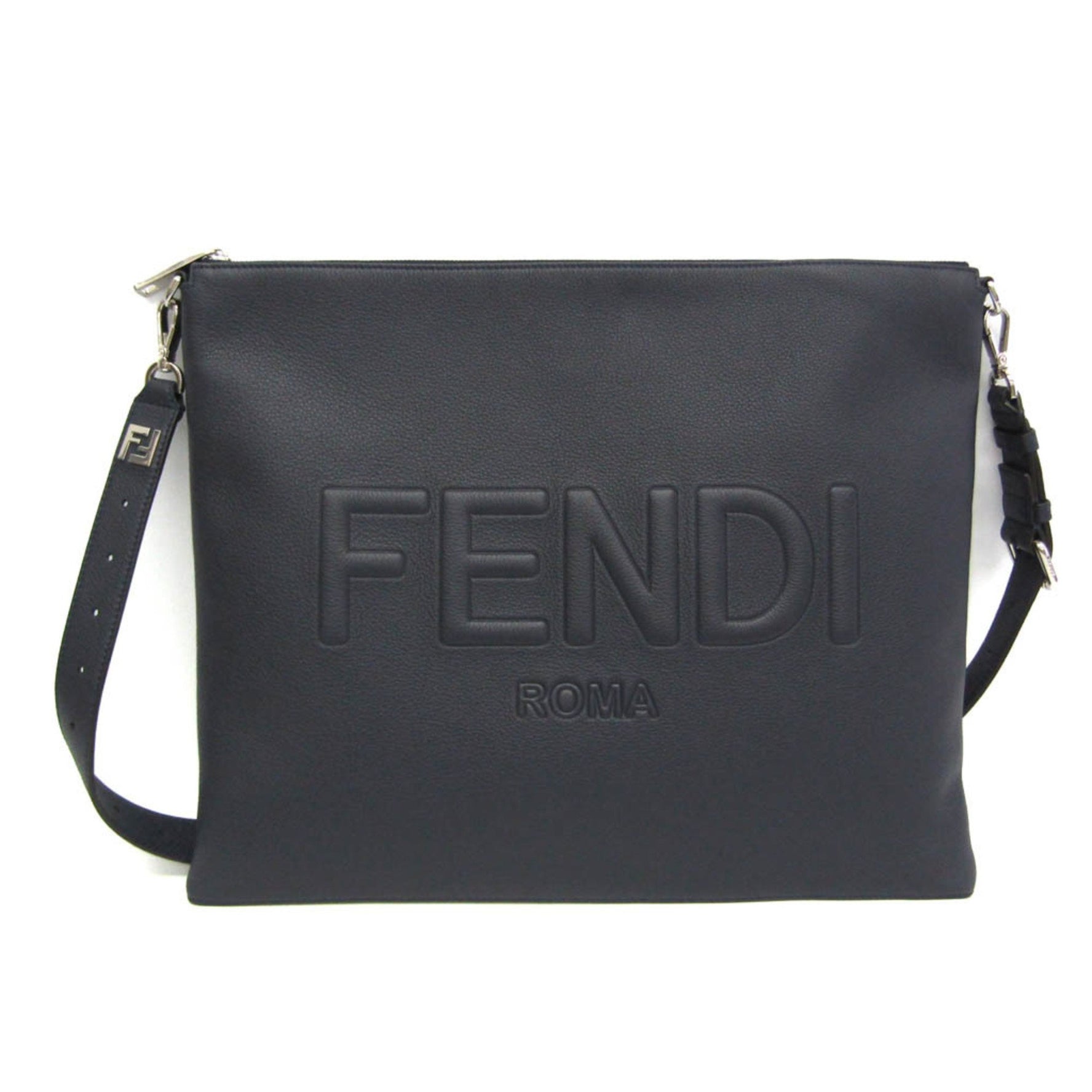 Fendi AFTER AMAC Leather Shoulder Bag Dark Blue