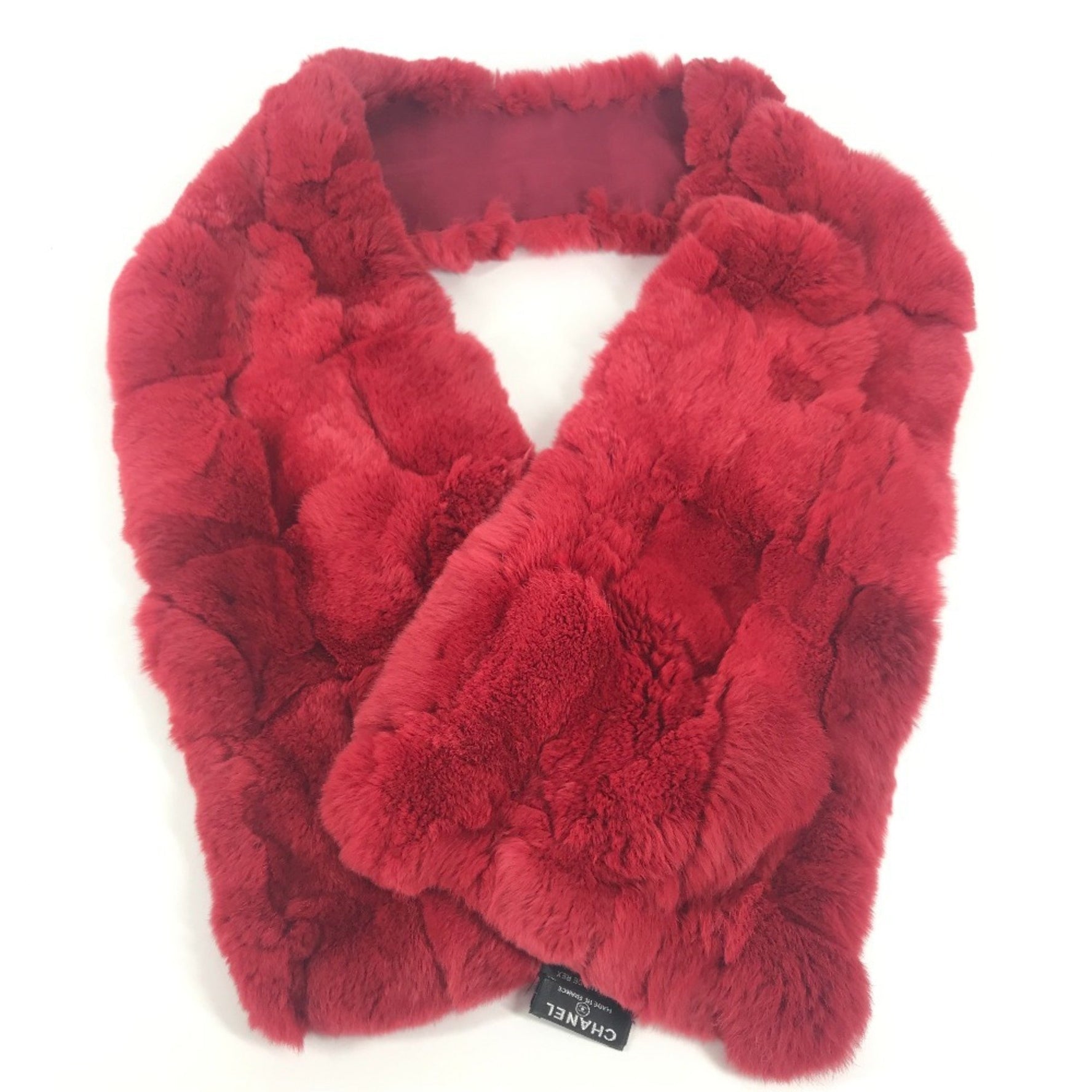 CHANEL Fashion Accessories Fur Scarf Red