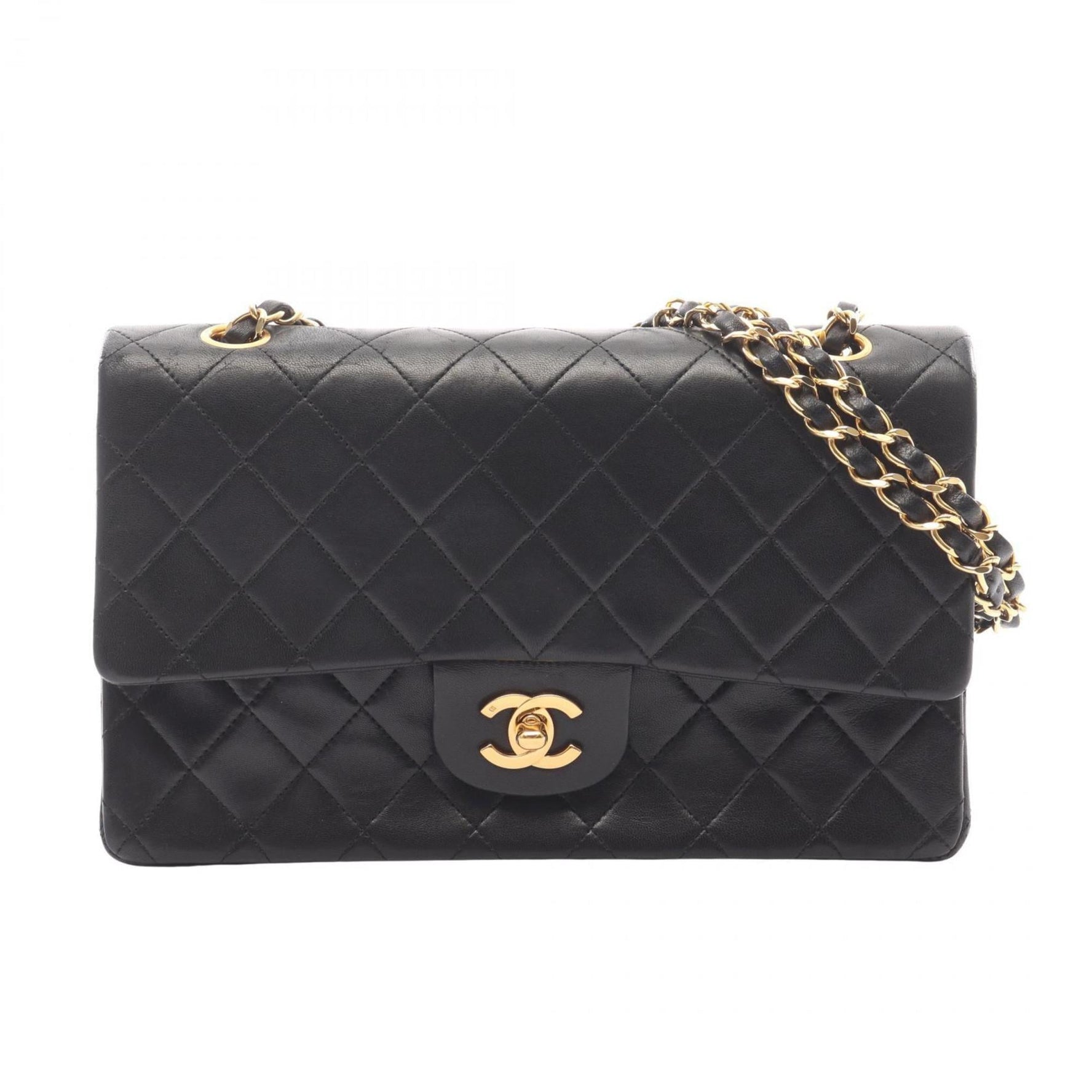 CHANEL Matelasse Double Flap Shoulder Bag in Lambskin Leather