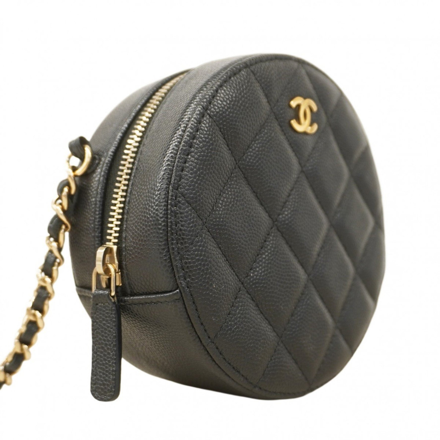 Chanel Matelasse Shoulder Bag with Chain, Caviar Skin, Champagne