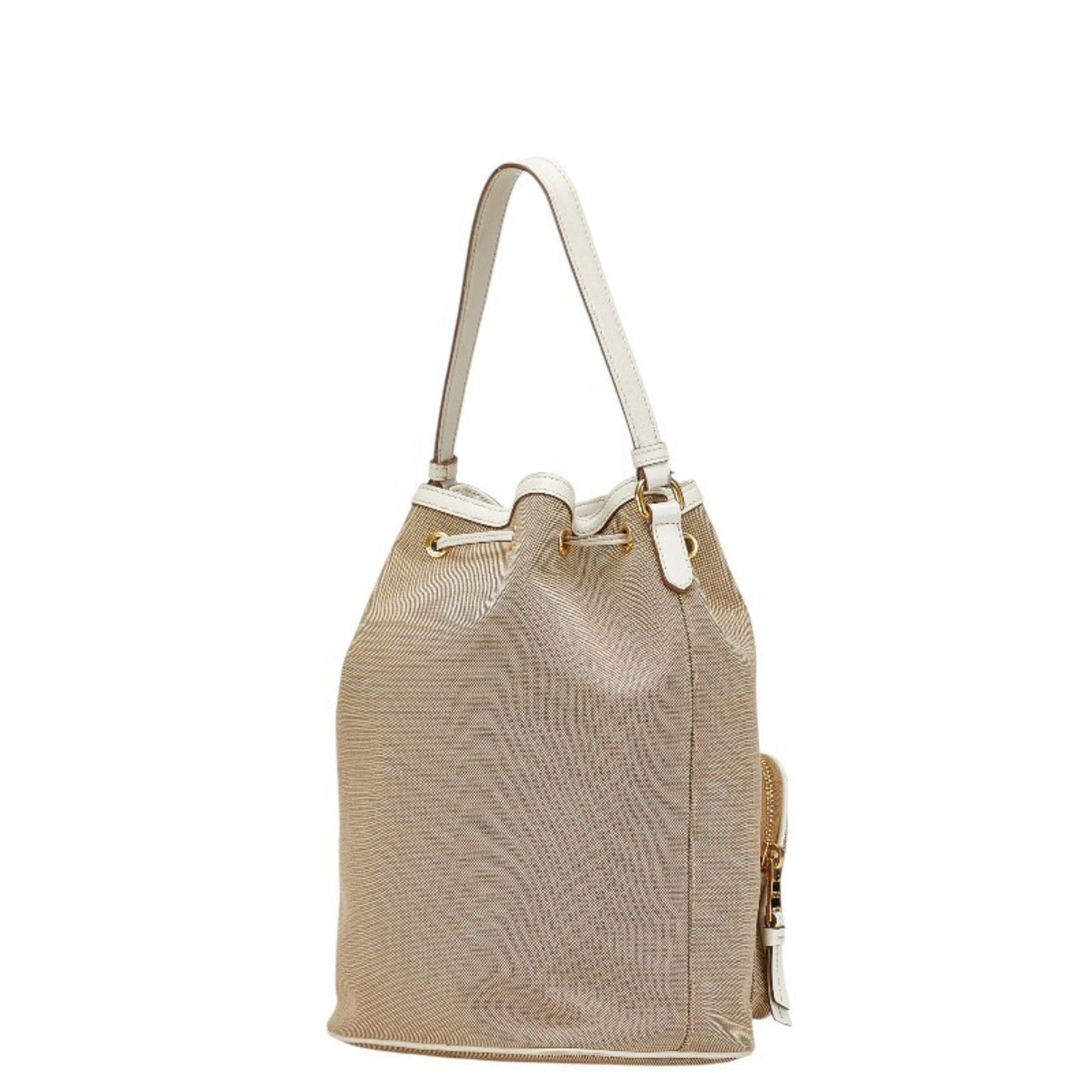 Prada handbag beige white canvas leather