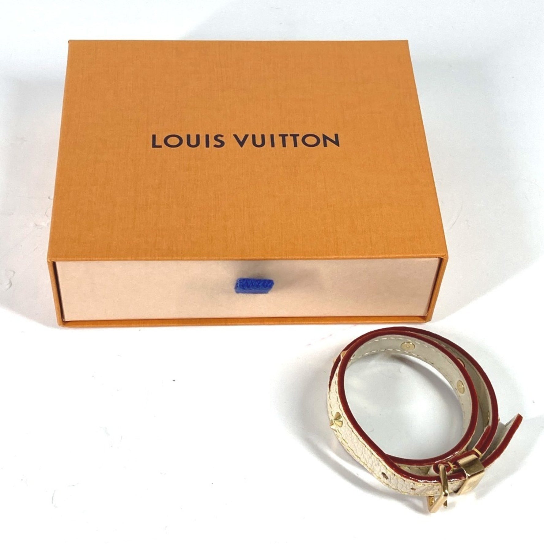 Louis Vuitton Suhali Brass Les Double Tours Bracelet, Leather, Blanc White