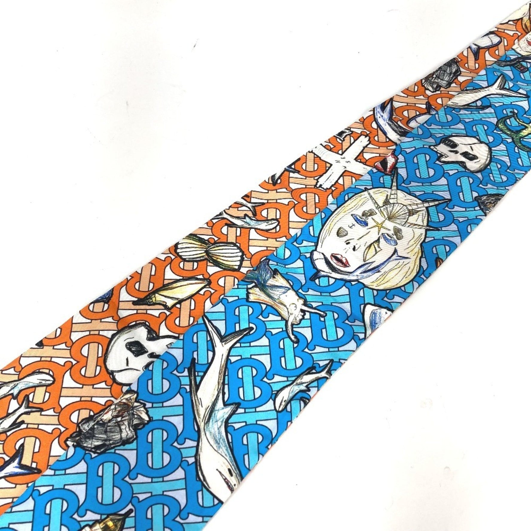 BURBERRY TB Skinny Scarf Bandeau Silk Orange
