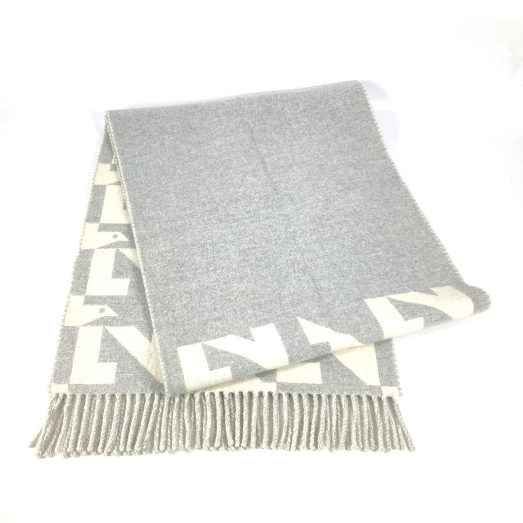 Louis Vuitton Fringe Scarf LV Dove Logo Wool Cashmere Men's Grey