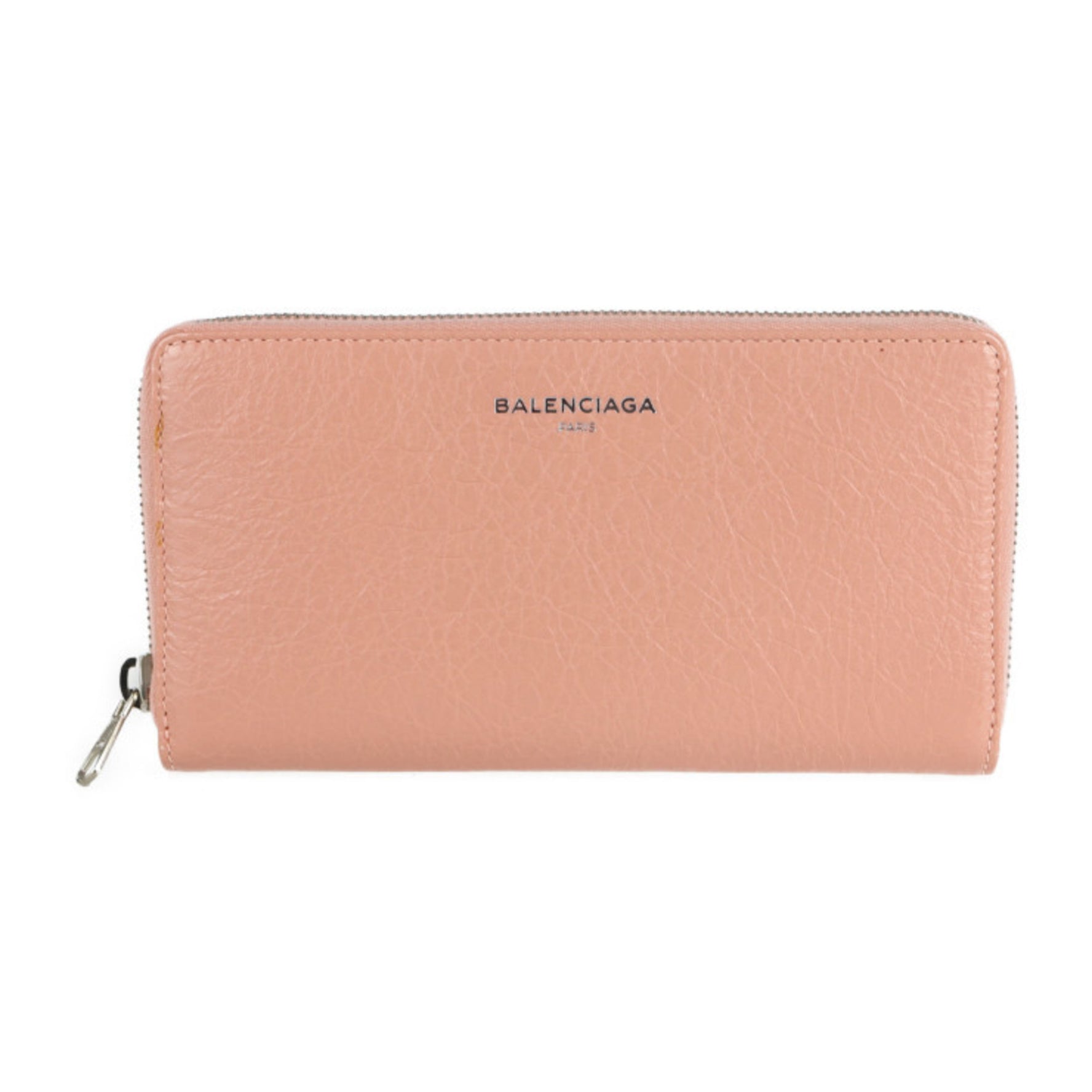 BALENCIAGA exclusive long wallet leather pink beige round zipper
