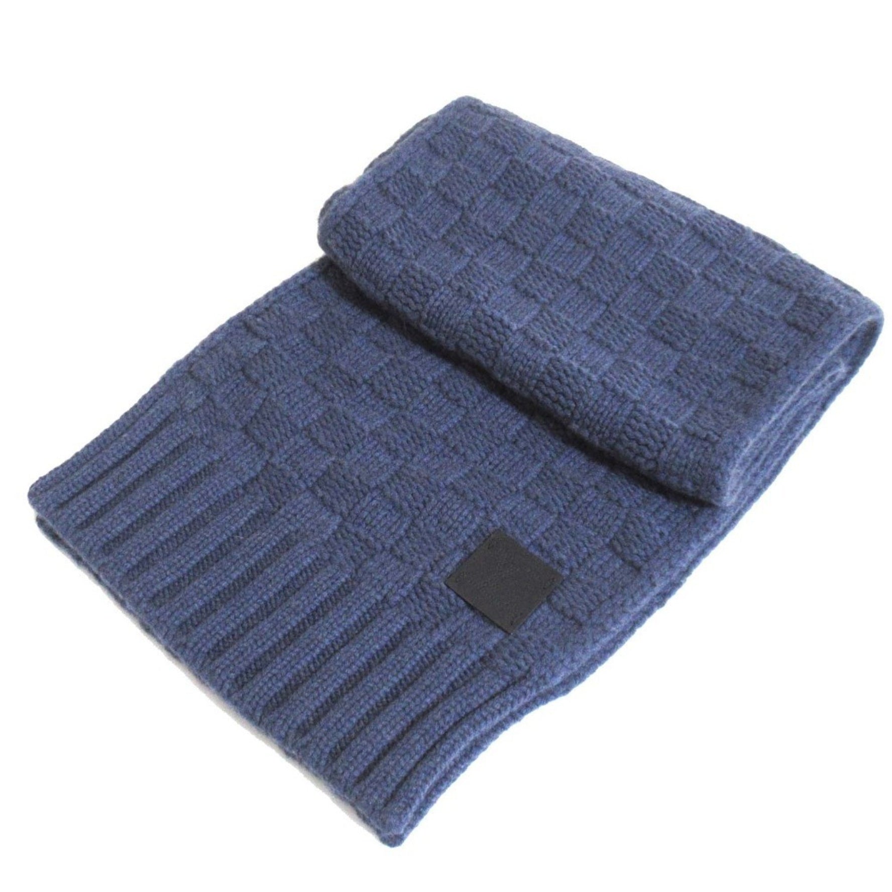 Louis Vuitton Echarpe Helsinki Leather Patch Damier Knit Stole Cashmere Scarf Men's