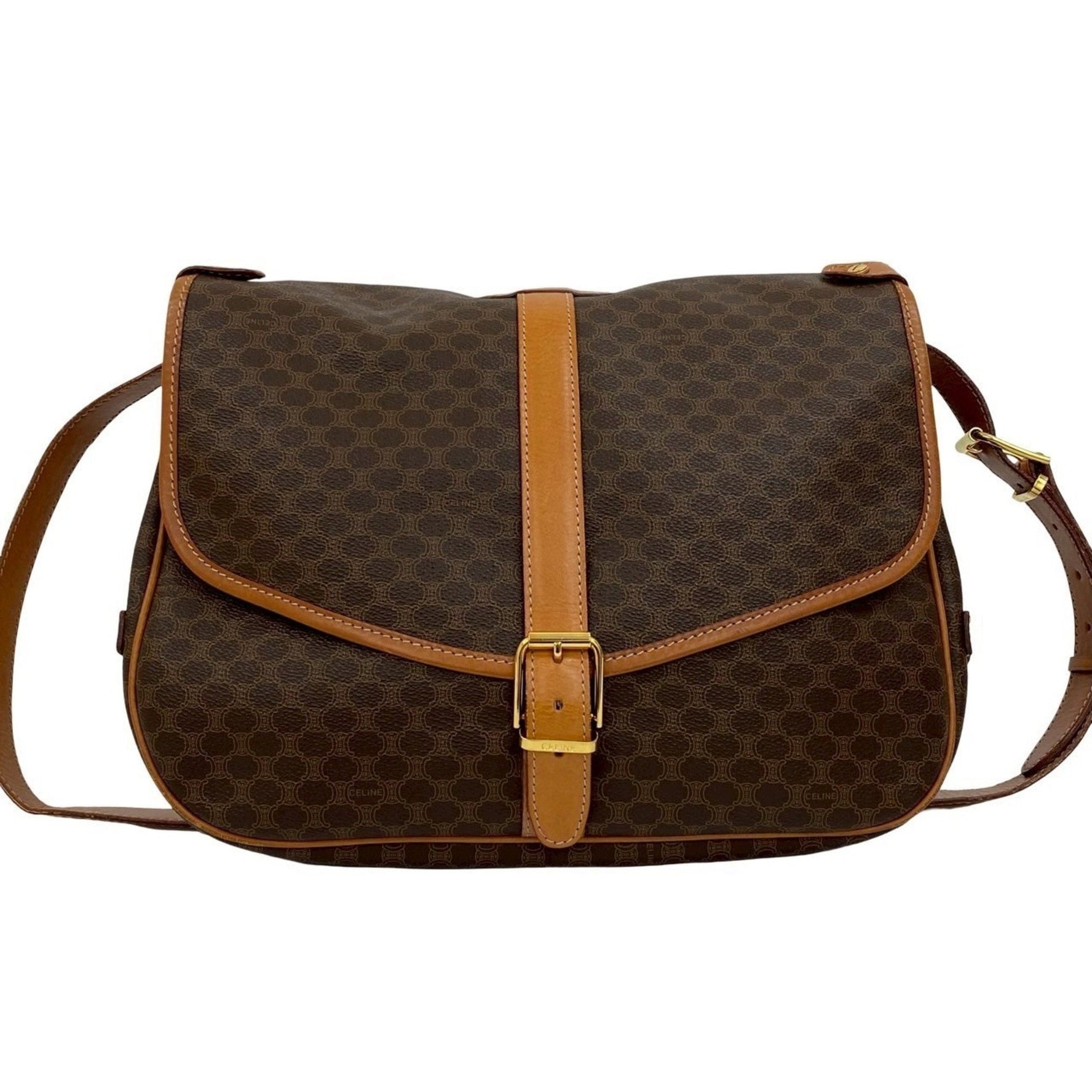 CELINE Macadam Blason Pattern Leather Shoulder Bag/Sacoch/Body Bag 013-5