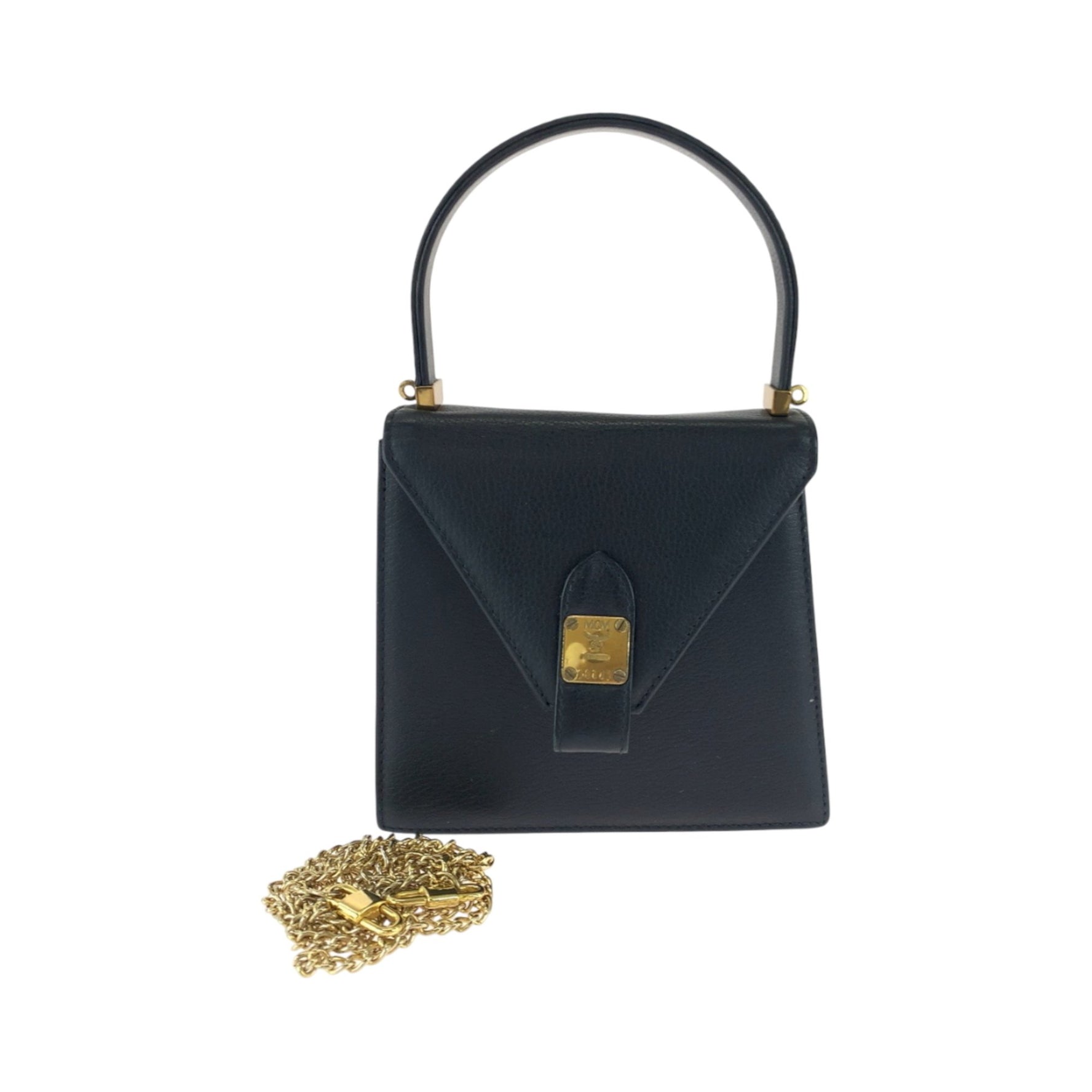 MCM Vintage Gold Hardware Leather Shoulder Bag Handbag