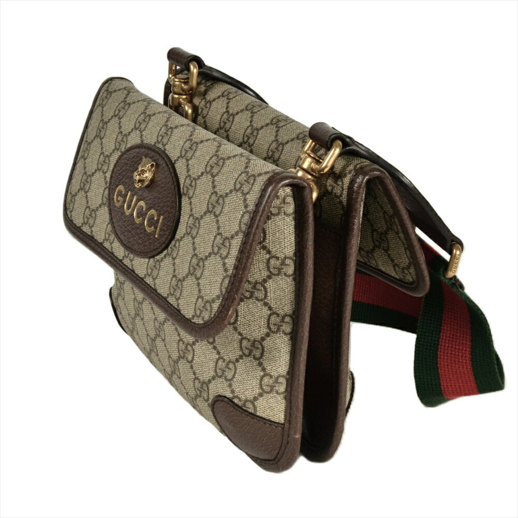 GUCCI GG Supreme Small Shoulder Bag Canvas Webbing Unisex