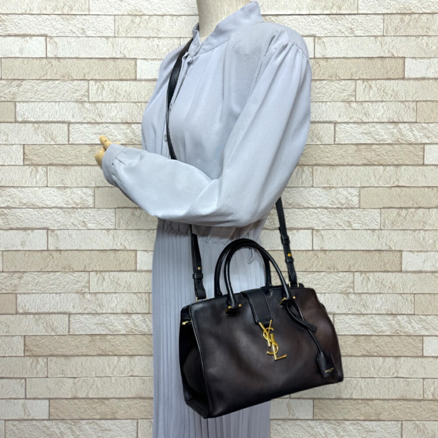 Saint Laurent Baby Cabas Shoulder Bag Leather