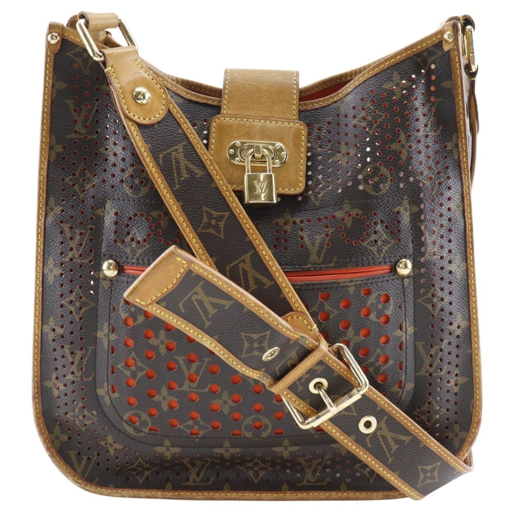 Louis Vuitton Musette Shoulder Bag x Monogram Perforated 2006 Brown/Orange Belt Clasp Muset