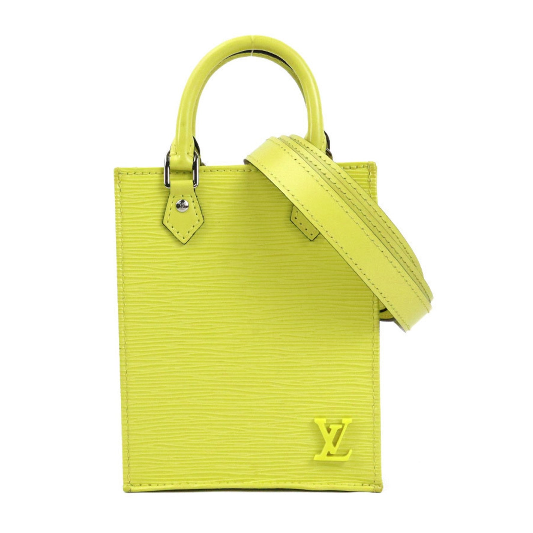 Louis Vuitton Handbag Shoulder Bag Epi Petite Sac Plat Leather Neon Silver