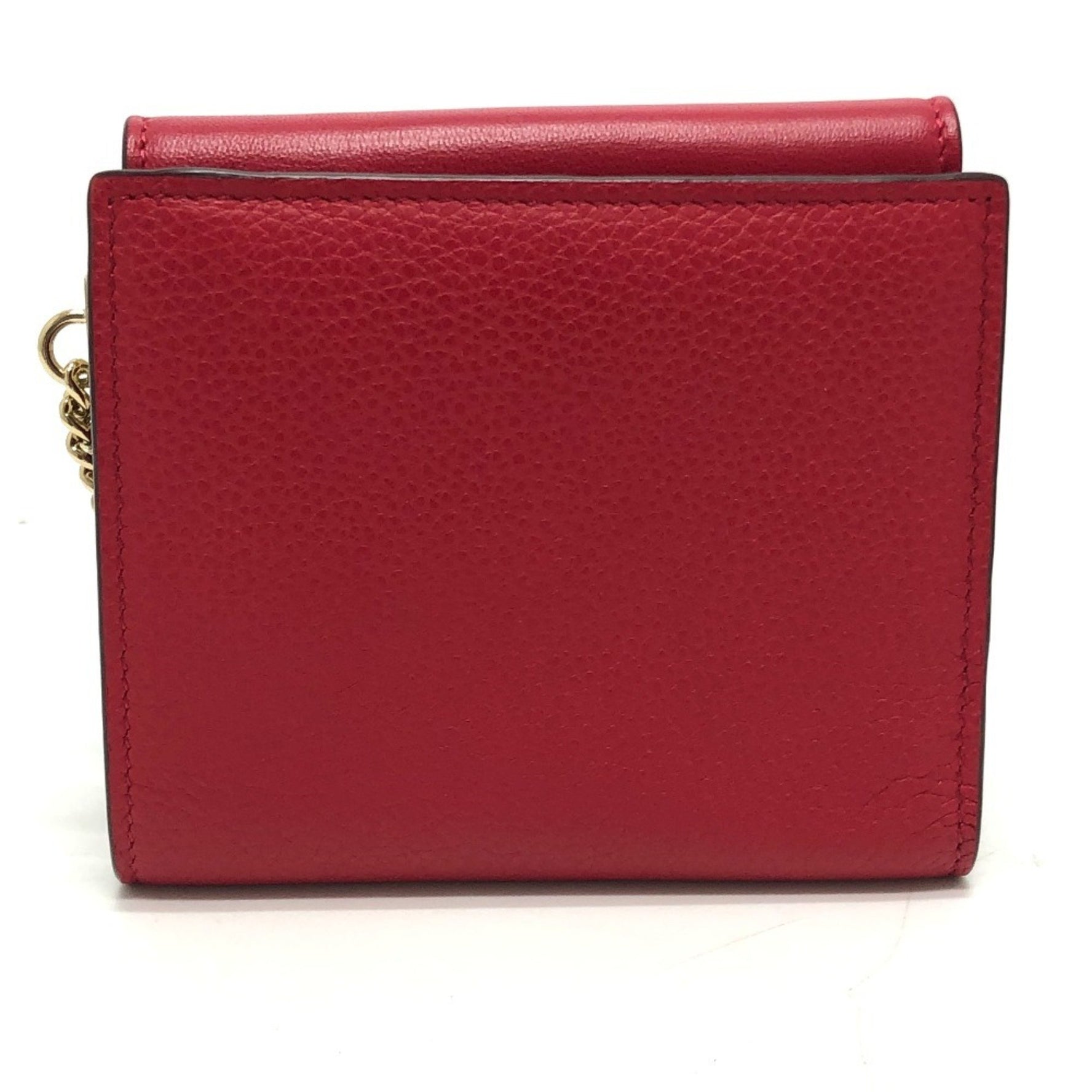 Chloé Chloe Chain Compact Wallet, Bifold Leather, Red