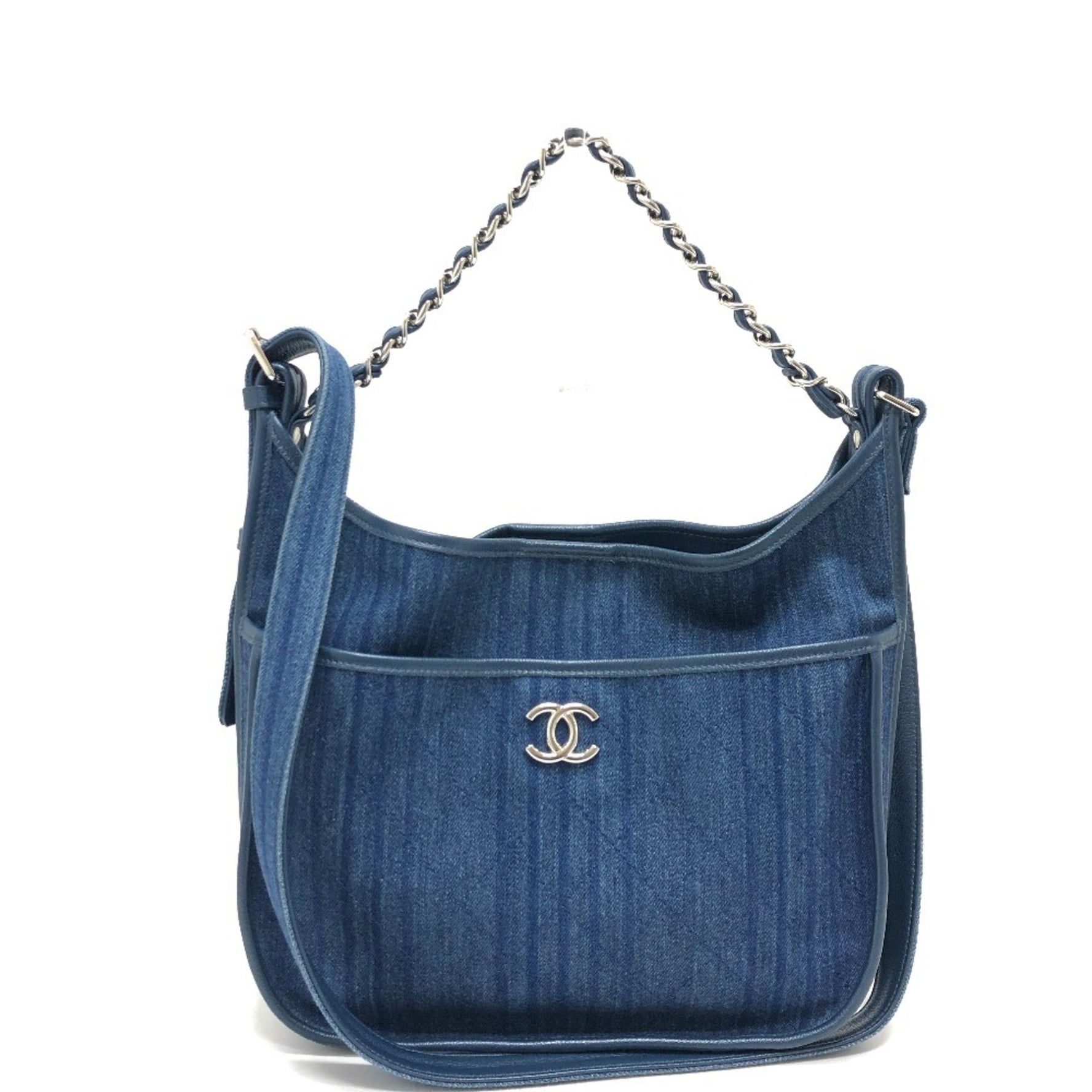 CHANEL Matelasse Coco Mark Bag Shoulder Handbag Denim