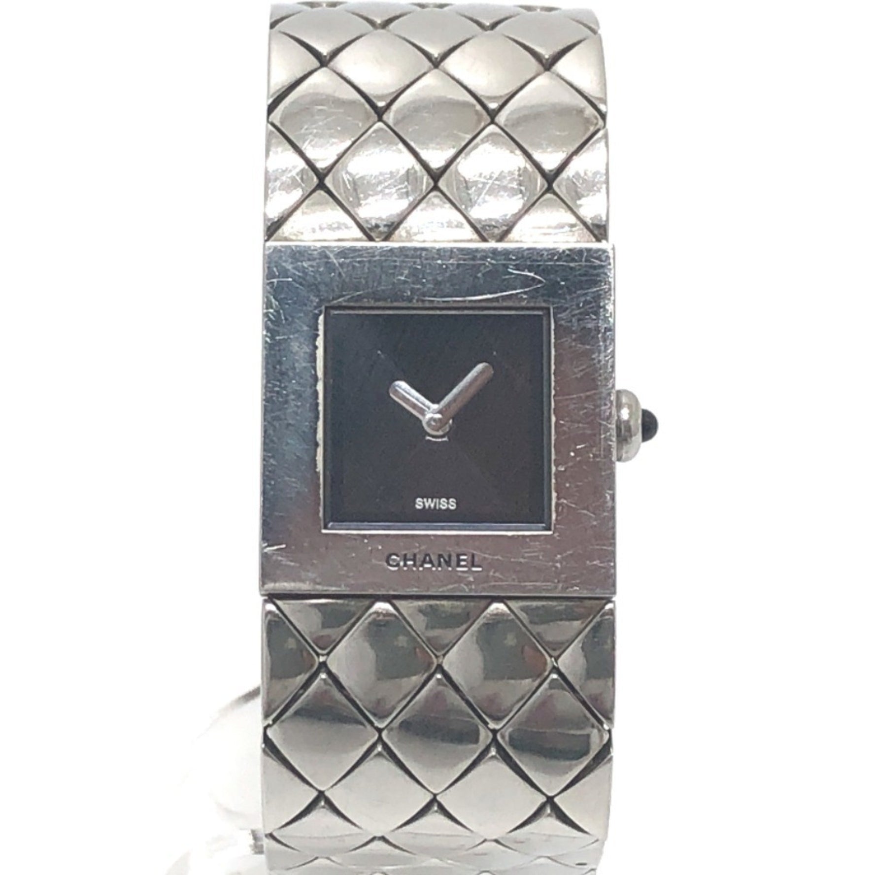 CHANEL Matelasse Quartz Watch Wristwatch SS Ladies Silver
