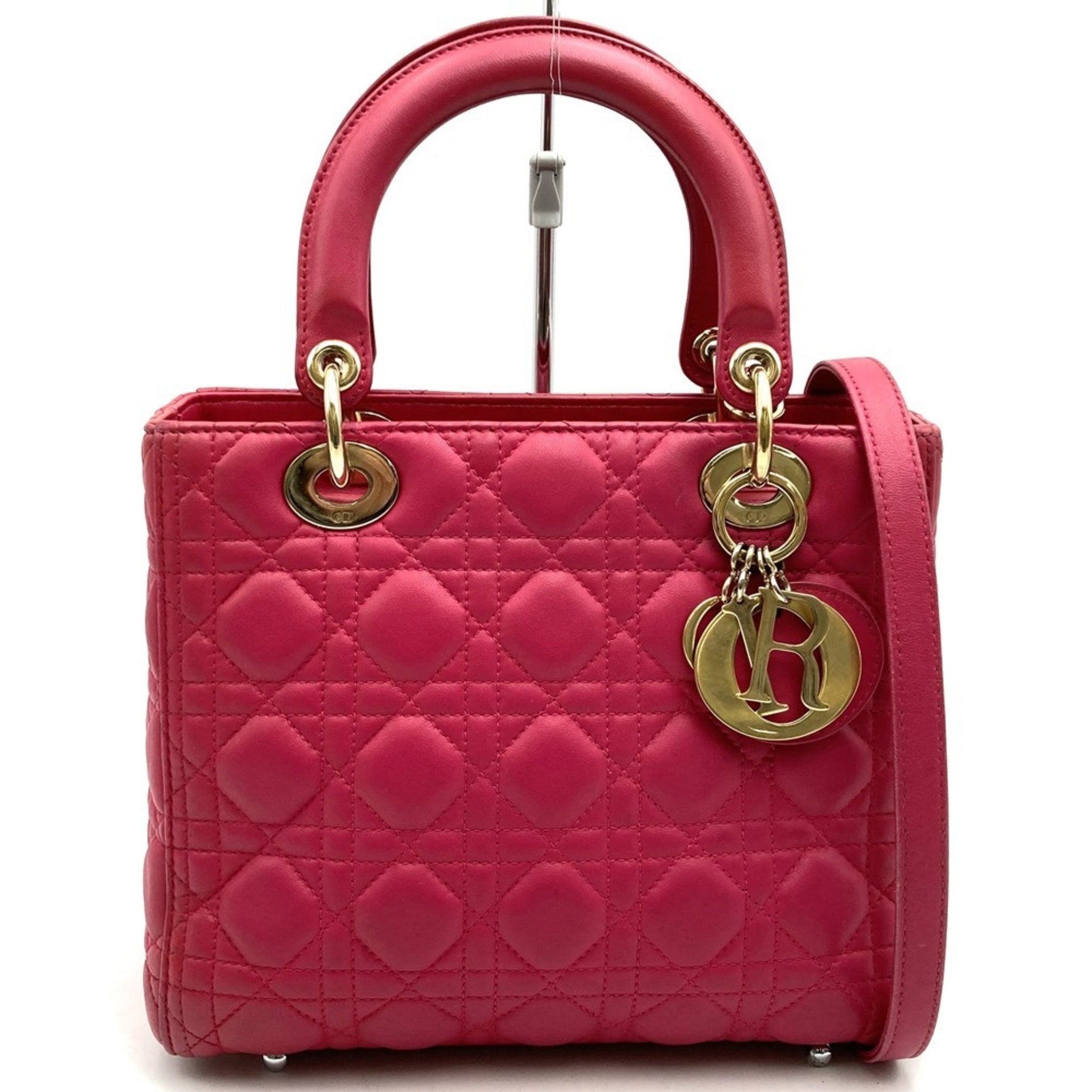 Christian Dior Dior Lady Medium Shoulder Bag Handbag Leather