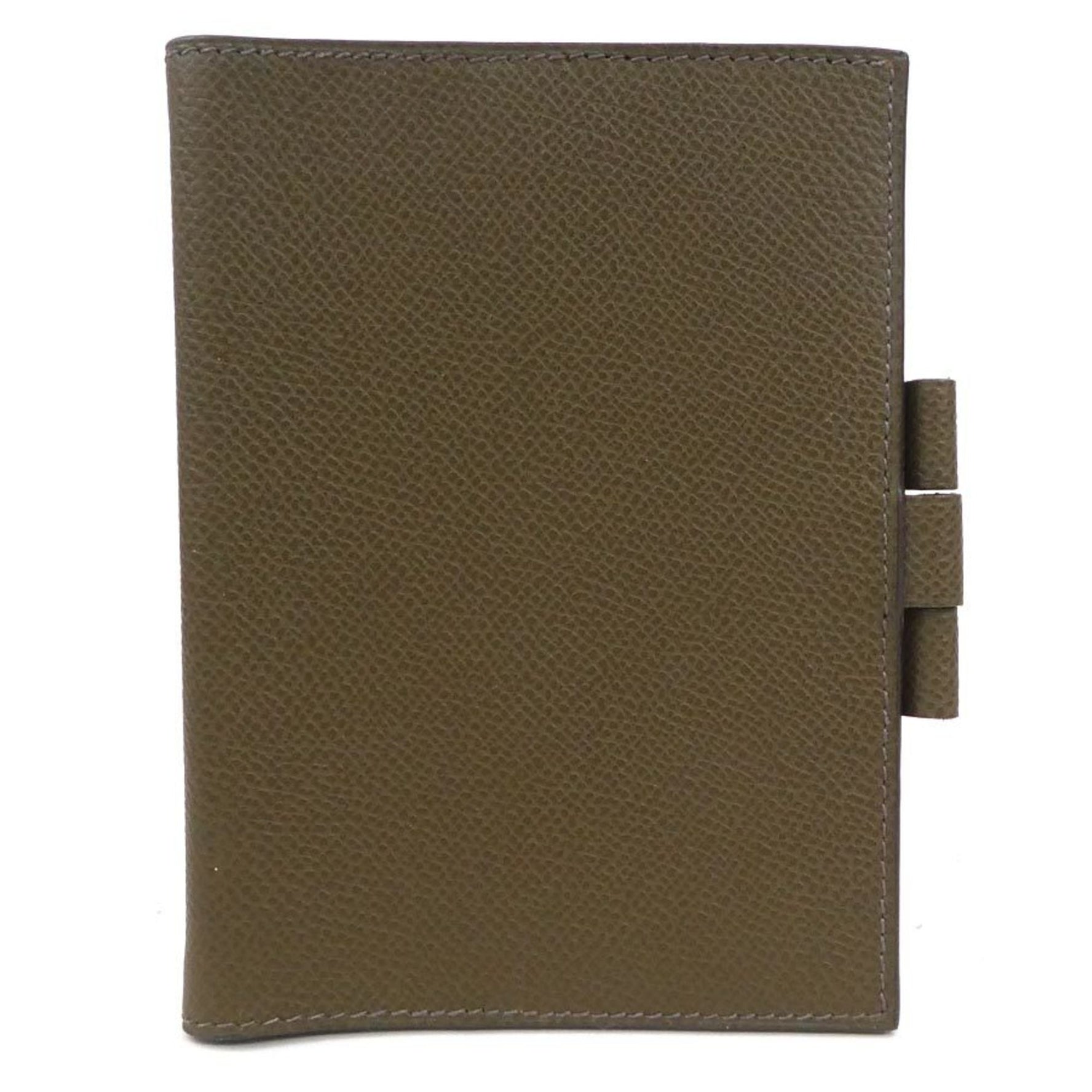 Hermès HERMES Leather Notebook Cover, Khaki Brown, Men's and