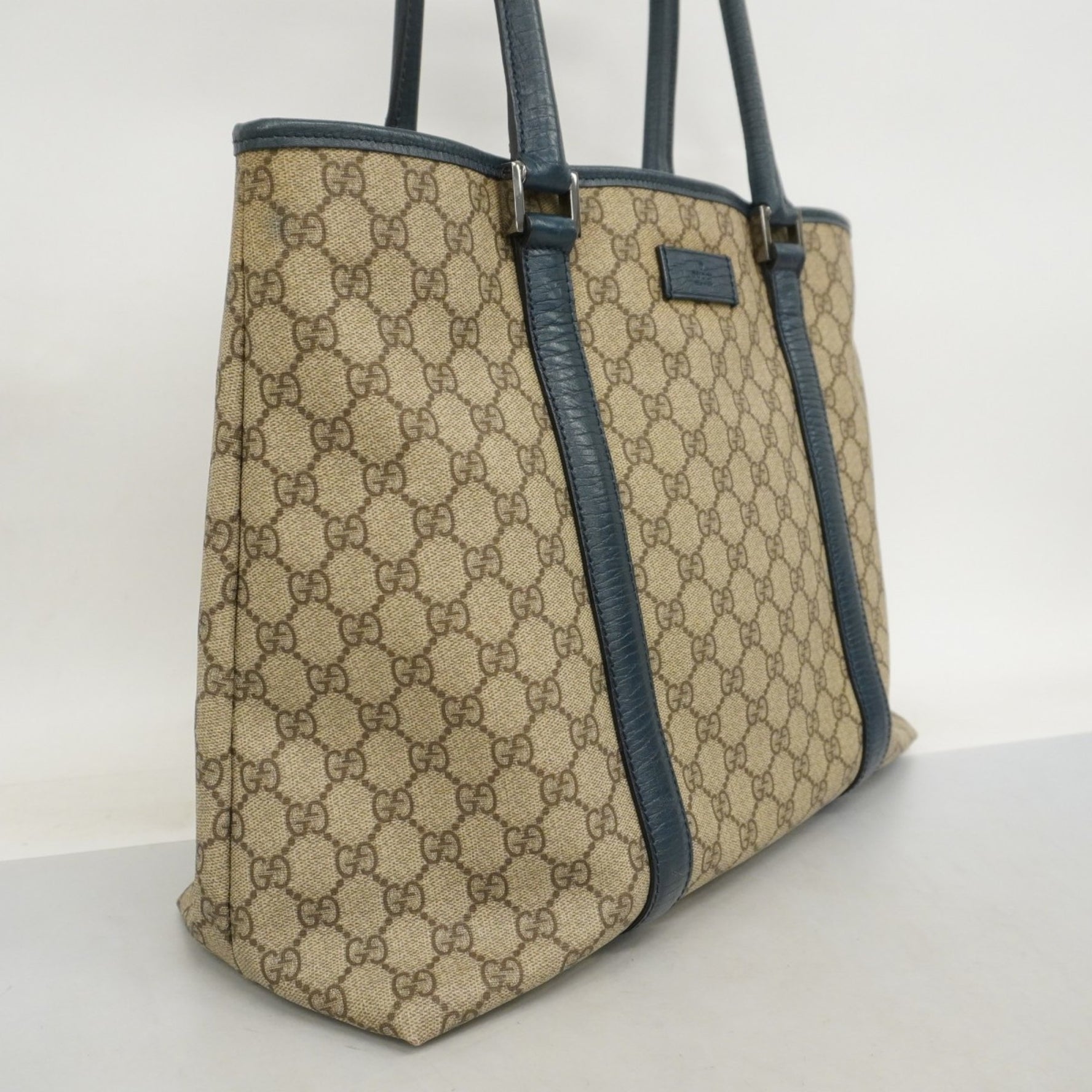 Gucci GG Supreme Tote Bag Brown Navy