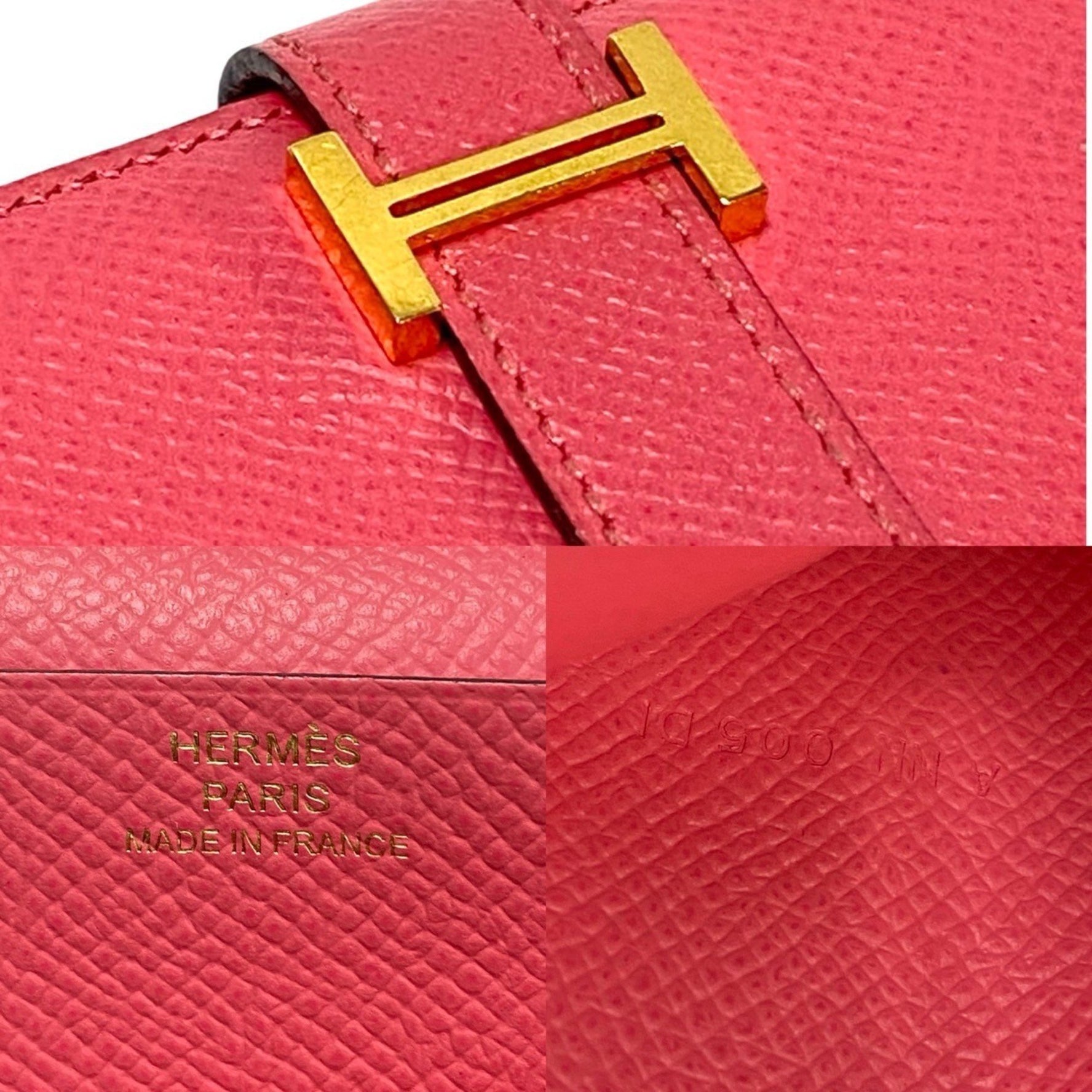 HERMES Bearn Soufflet Leather Bifold Long Wallet with Epsom and Coin Purse