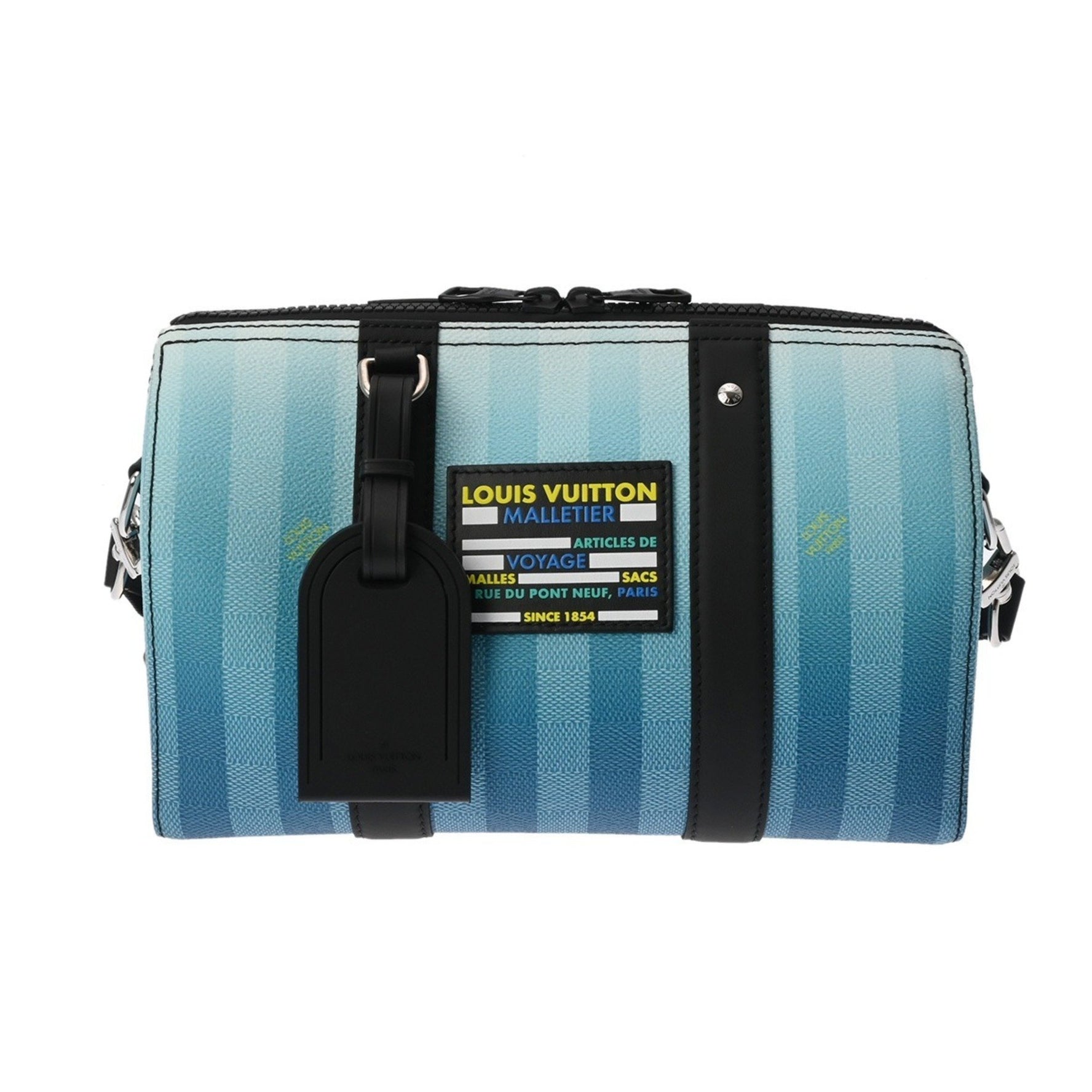 LOUIS VUITTON Damier Stripe City Keepall Blue Unisex Canvas Shoulder Bag A Rank Pre-owned Ginzo