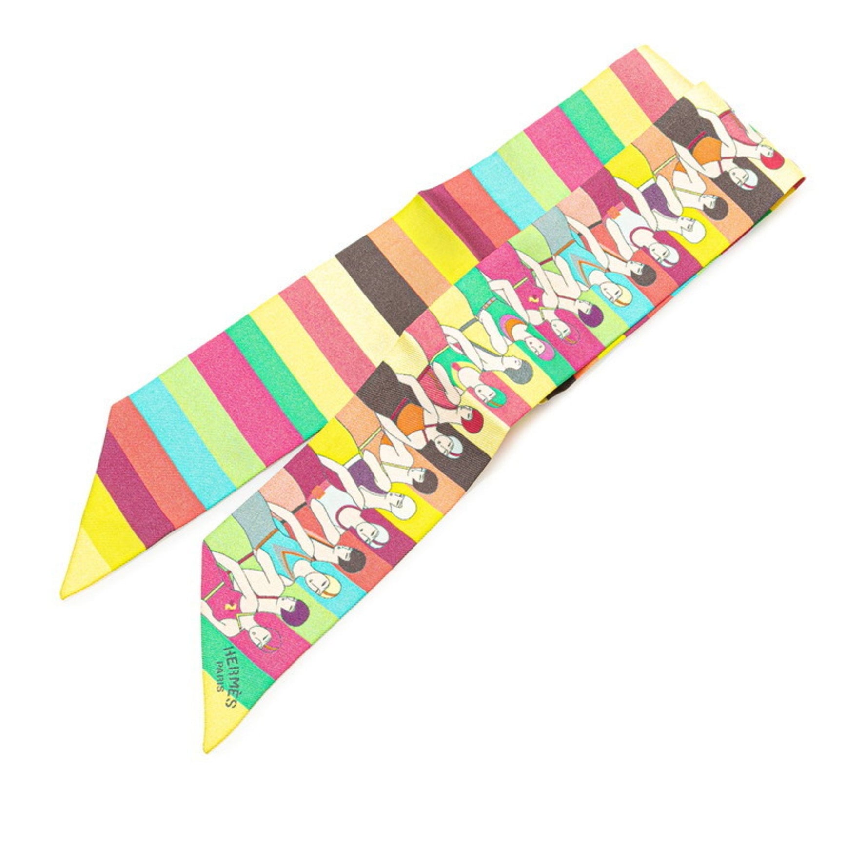 Hermes Twilly LES BAIGNEUSES Swimsuit Swimmer Scarf Muffler Multicolor Silk