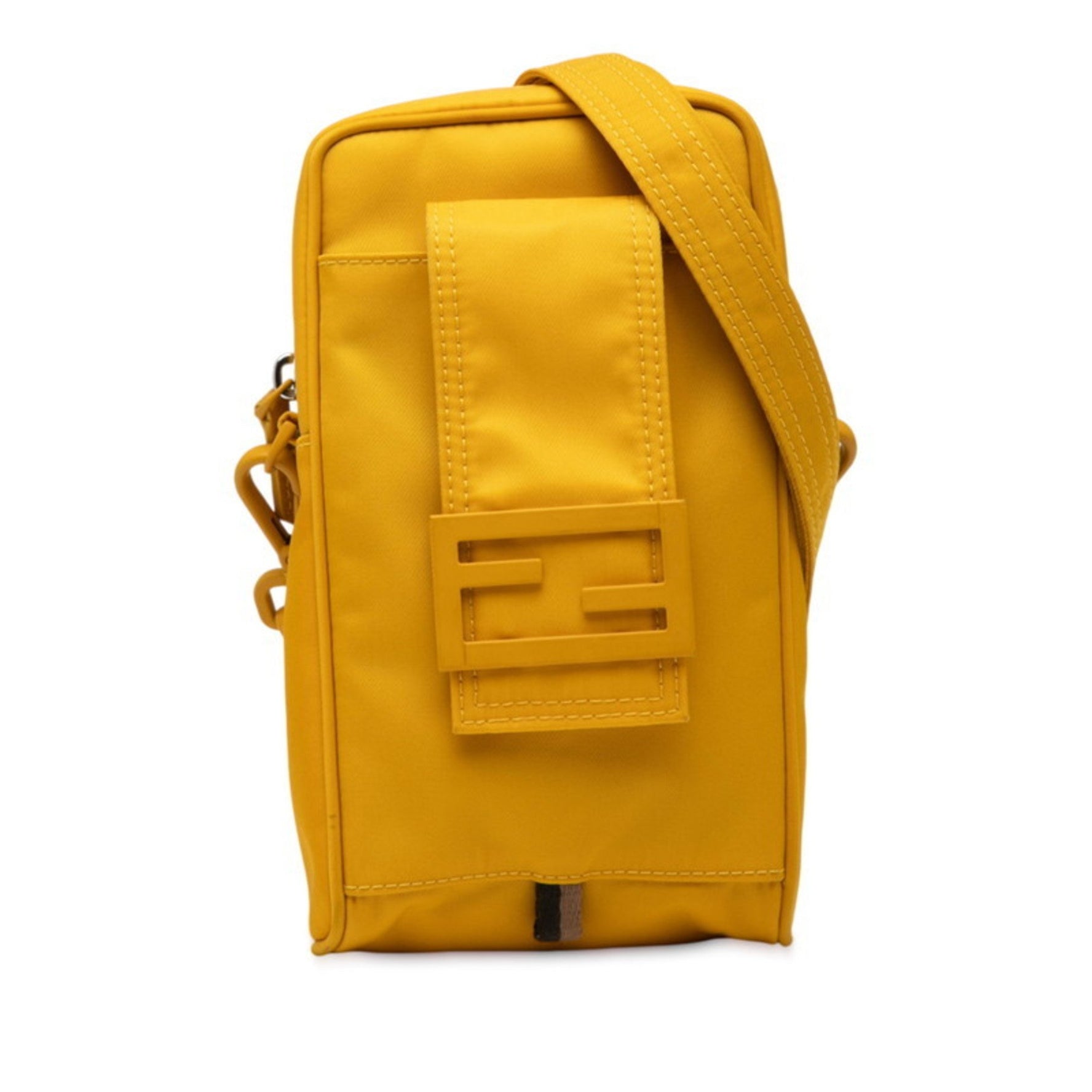 Fendi FF logo shoulder bag nylon and leather .