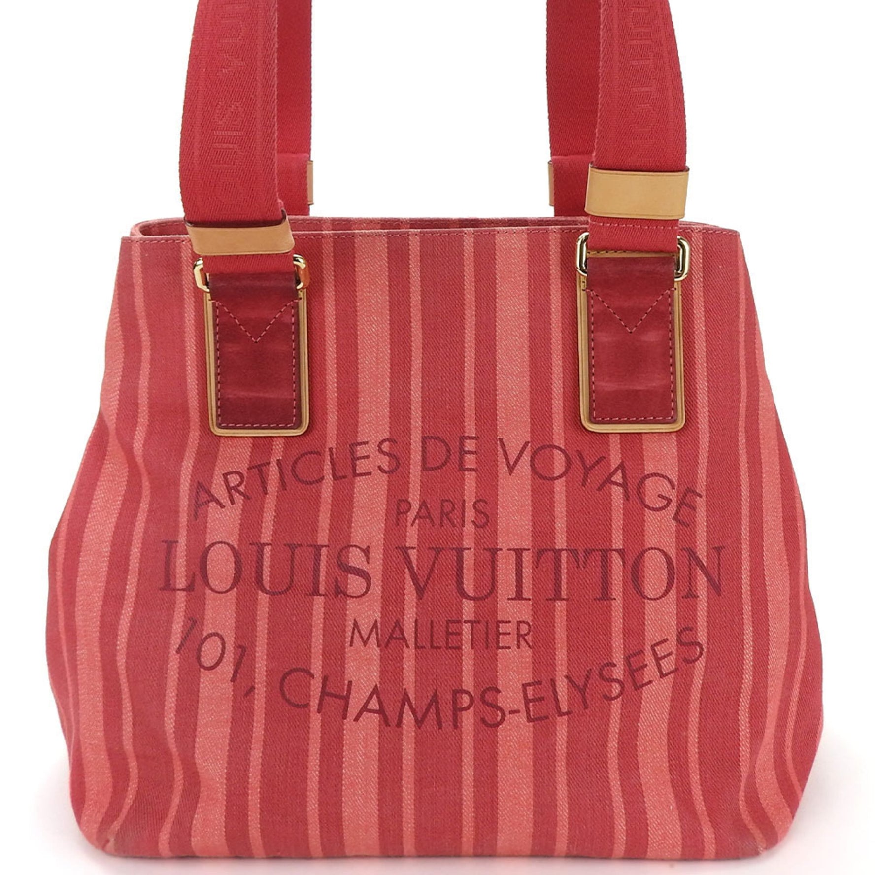 Louis Vuitton Tote Bag Plan Soleil Cabas PM Striped Red Canvas Ladies