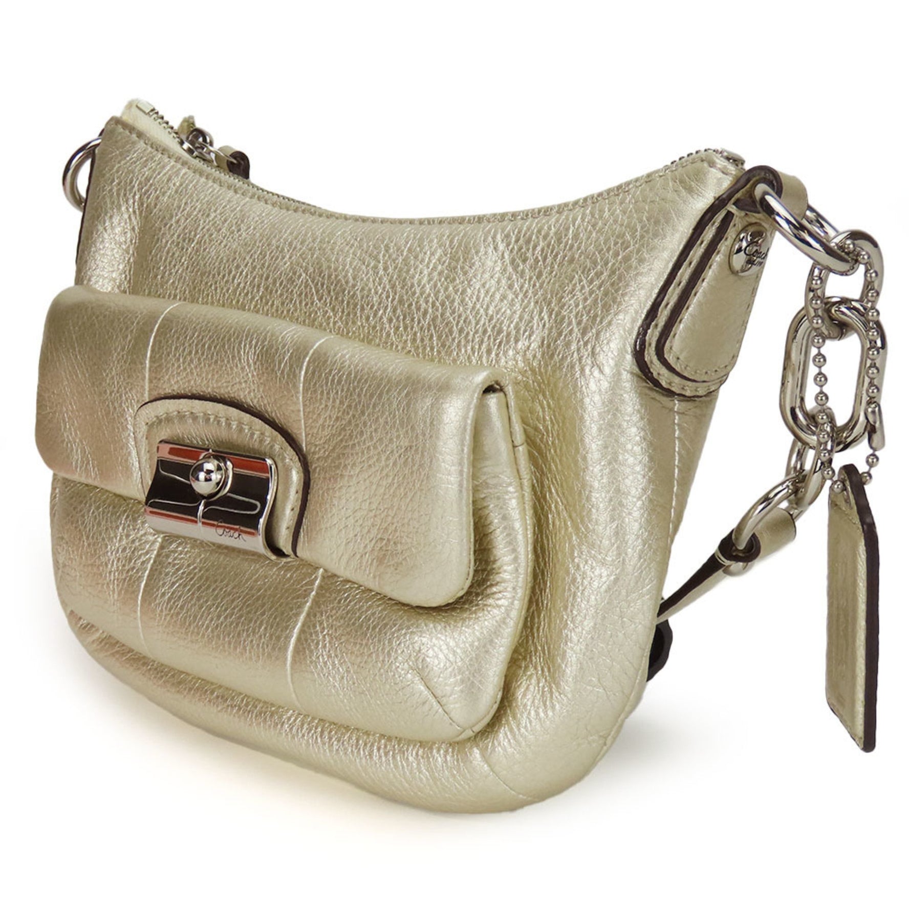 Coach Shoulder Bag Christine Leather Champagne Gold Pochette