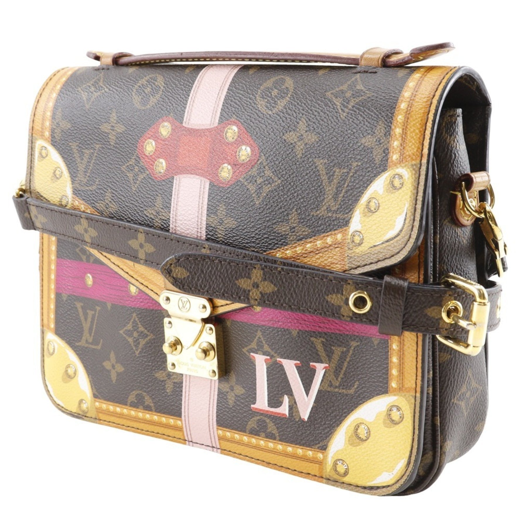 Louis Vuitton Pochette Metis Shoulder Bag Summer Trunk Monogram Canvas 2018 Flap