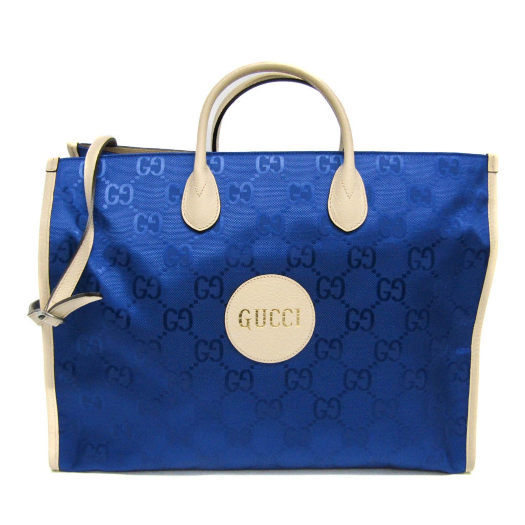 Gucci Off The Grid GG Men,Women Nylon Canvas,Leather Handbag,Shoulder Bag Blue,Off-white