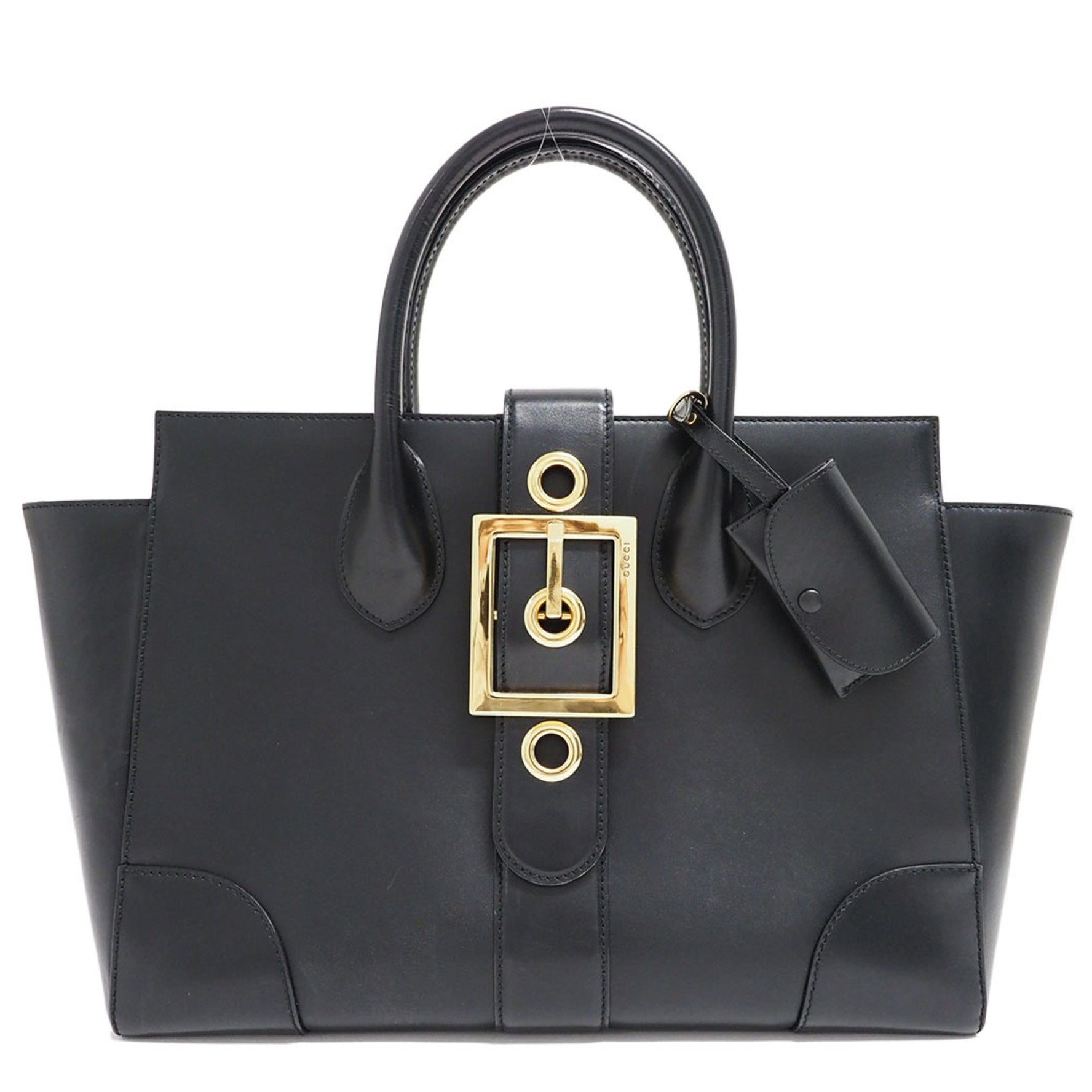 Gucci Leather Tote Bag Handbag Shine Flap Belt