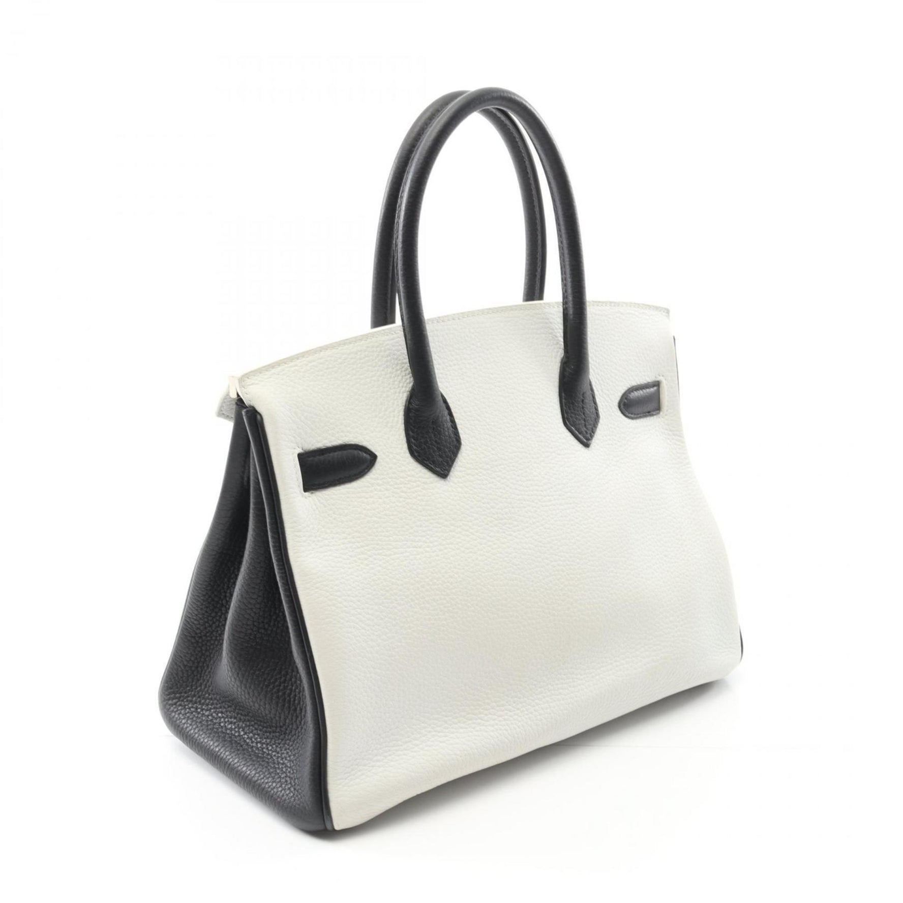 Hermes Hermès Birkin 30 handbag, leather, Taurillon Clemence women's, black and white