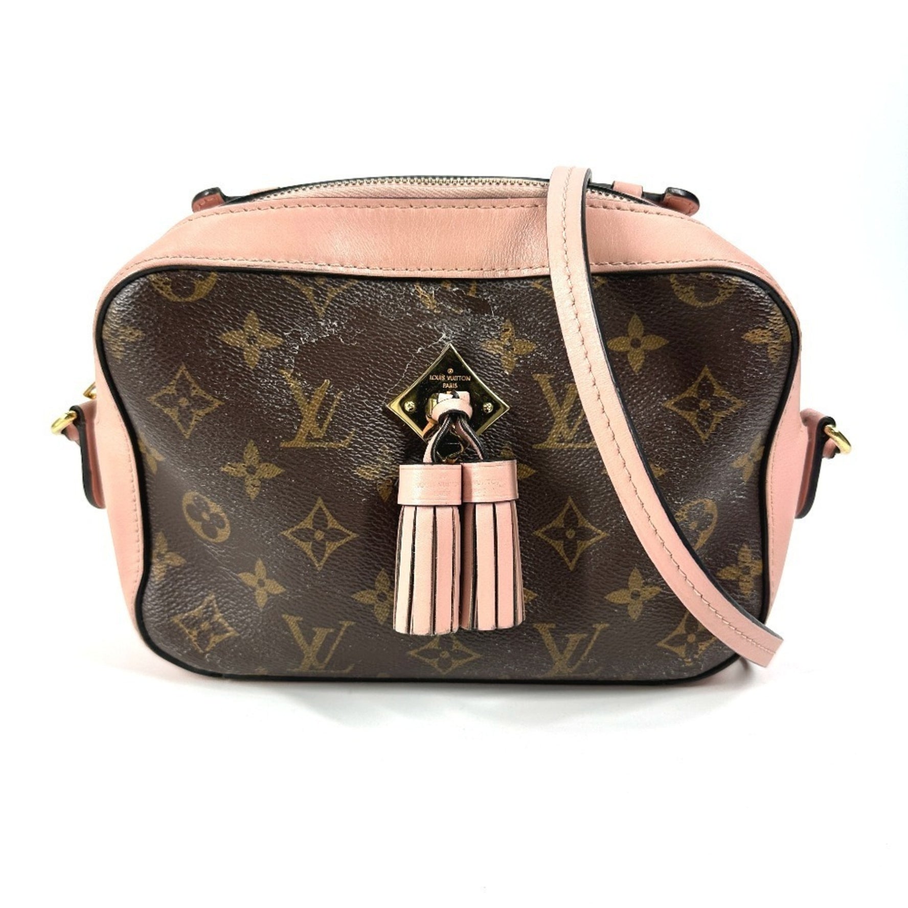 Louis Vuitton Monogram Santonge Bag Pochette Crossbody Handbag Shoulder Canvas Leather Rose Poodle Pink