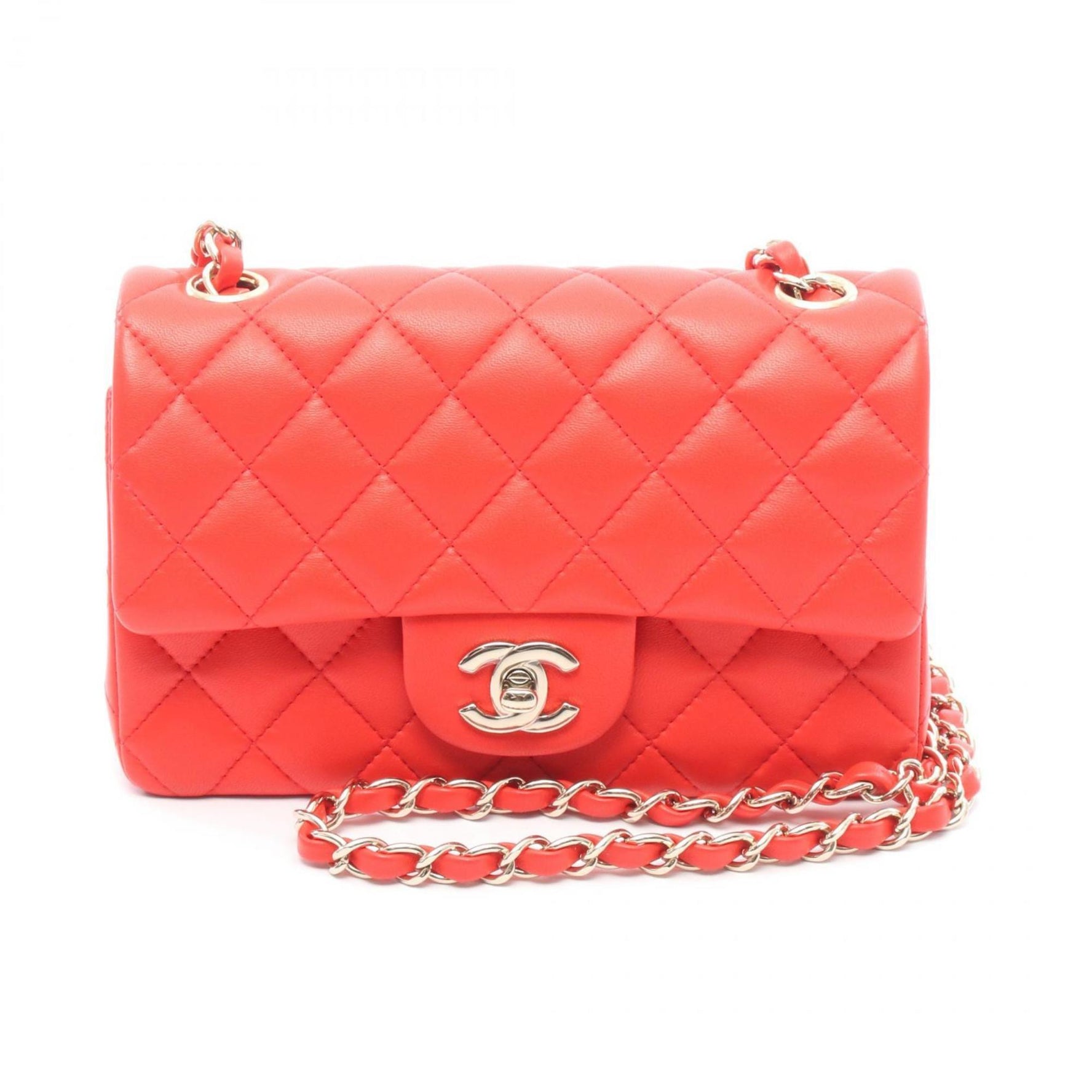 CHANEL Mini Matelasse 20 Shoulder Bag, Leather, Red