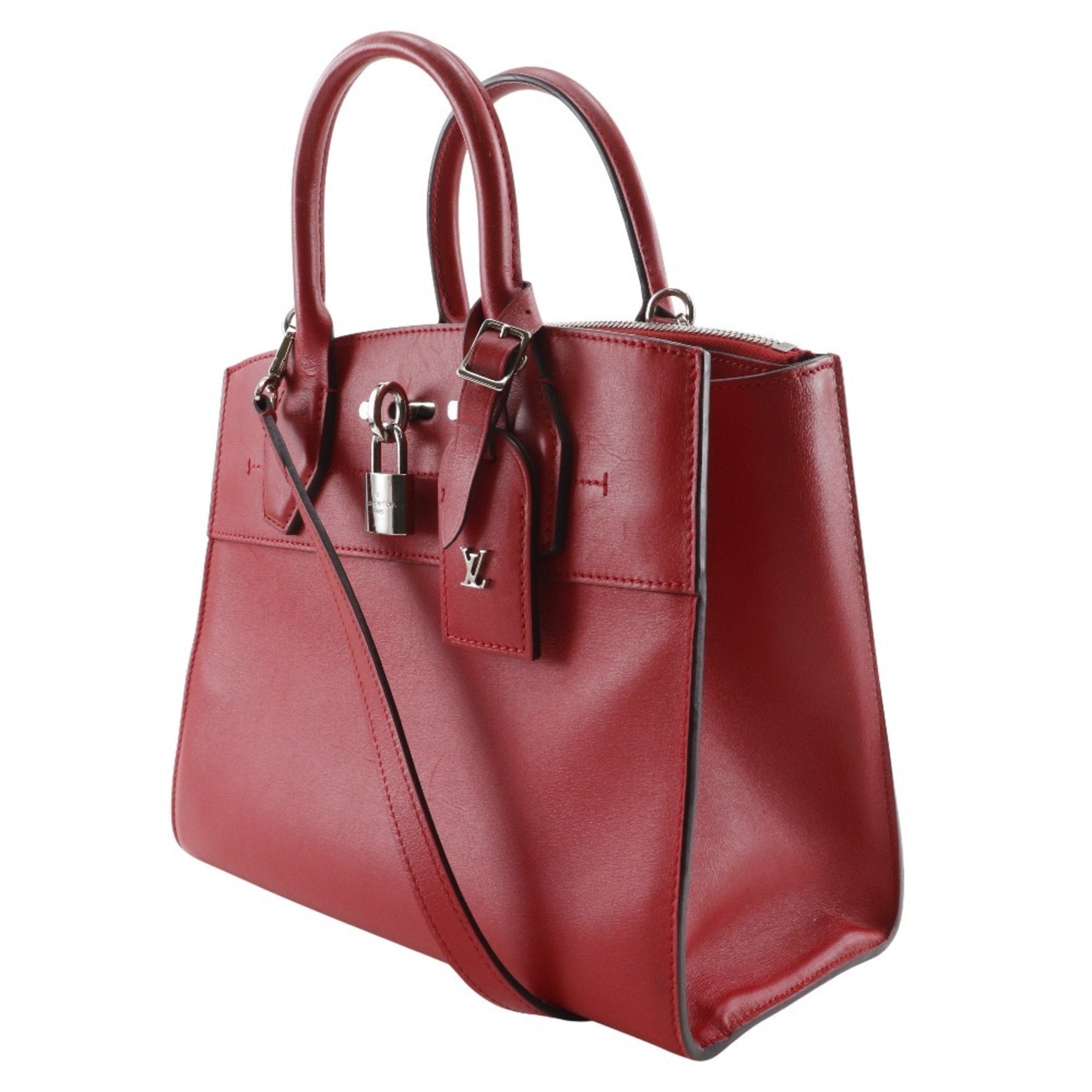 Louis Vuitton City Steamer PM Handbag Shoulder Calf Rouge 2015 Red