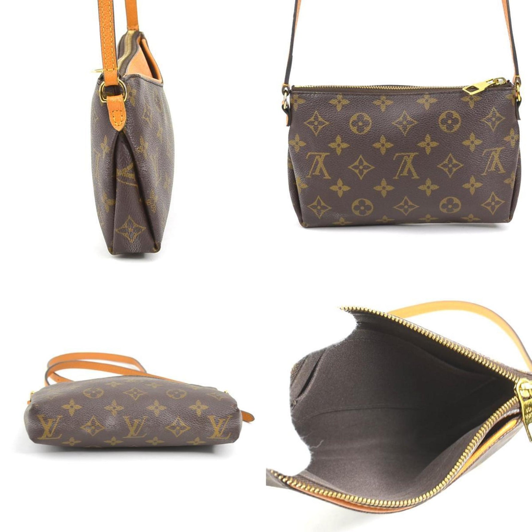 Louis Vuitton Shoulder Bag Monogram Pallas Scratch Canvas Leather Gold