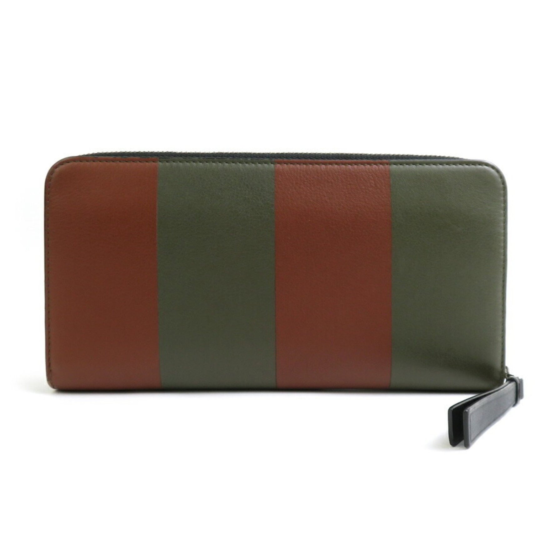 LOEWE Round Long Wallet Leather Brown x Khaki Men's