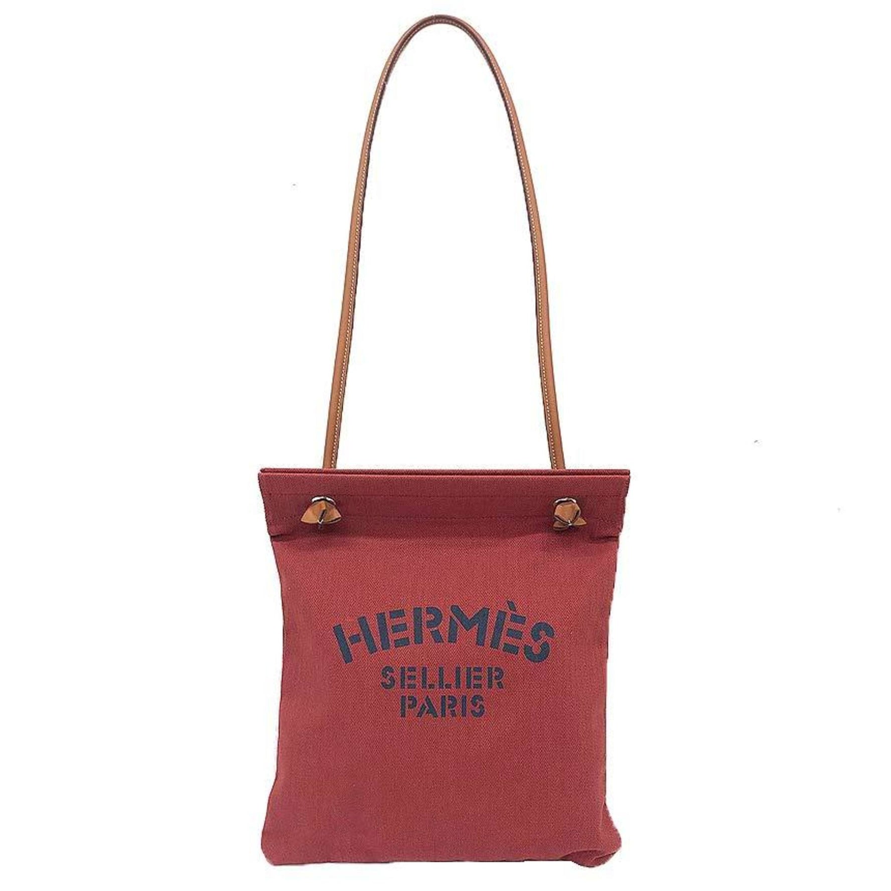 HERMES Sac Aline MM Shoulder Bag, Y Stamp, Toile Chevron Canvas, Red, Hermès