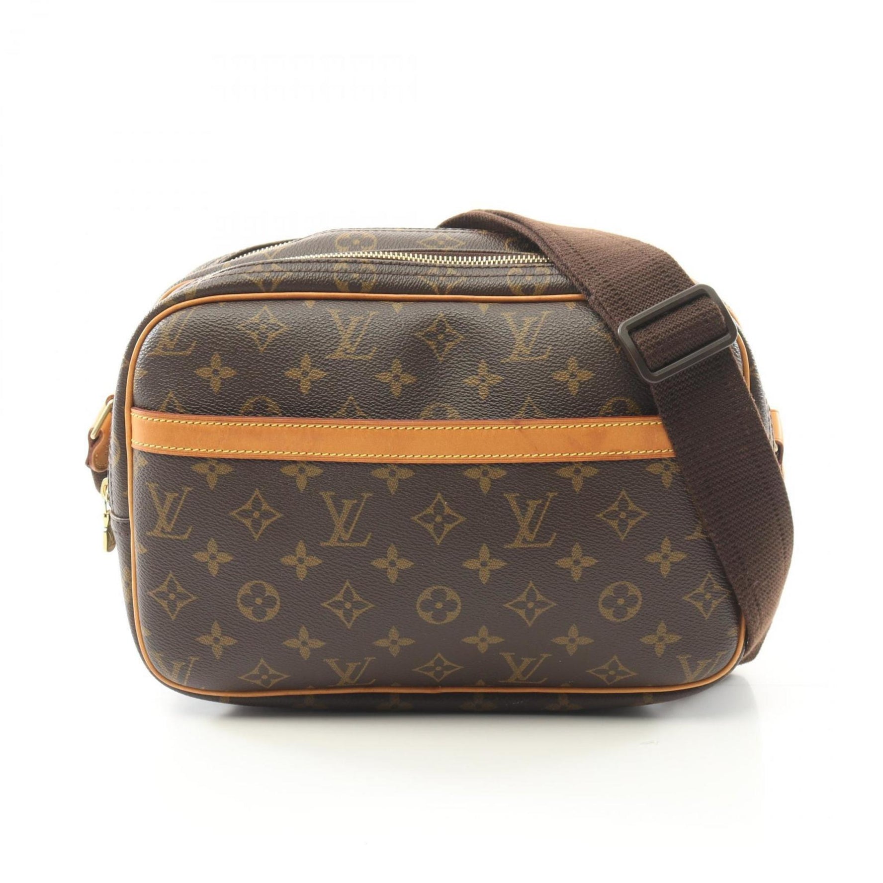 Louis Vuitton Reporter PM Shoulder Bag Coated Canvas Leather Monogram Brown