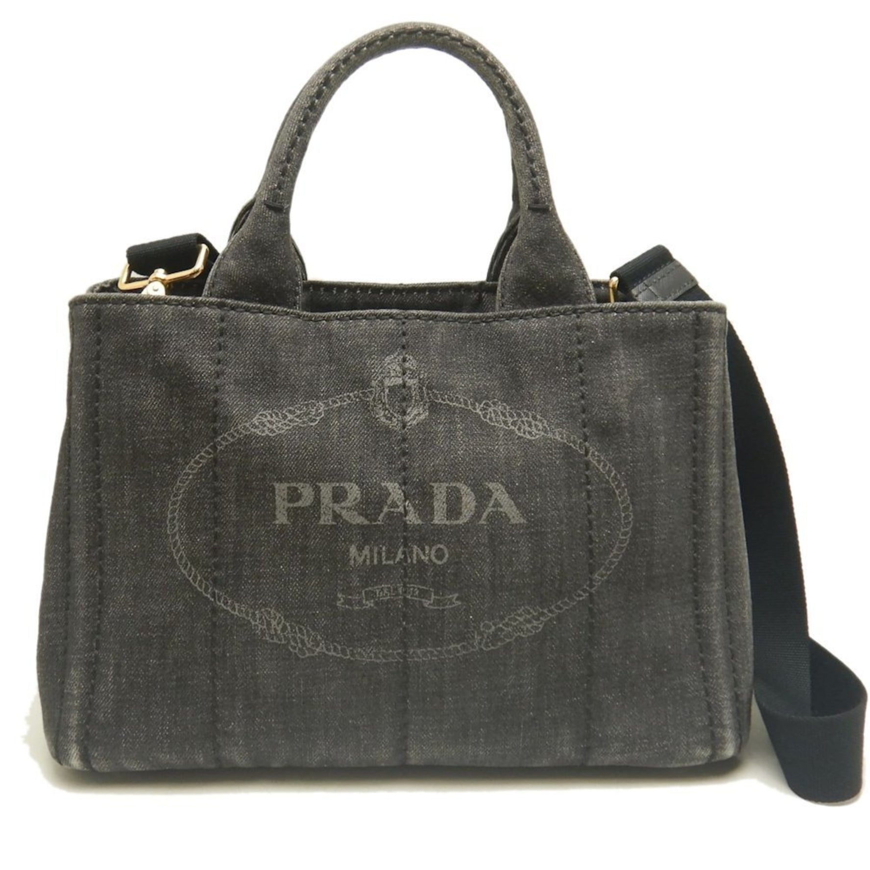 PRADA Canapa B2439G Tote Bag Canvas NERO